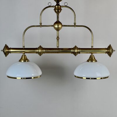 Vintage Brass And Opaline Glass Ceiling Light