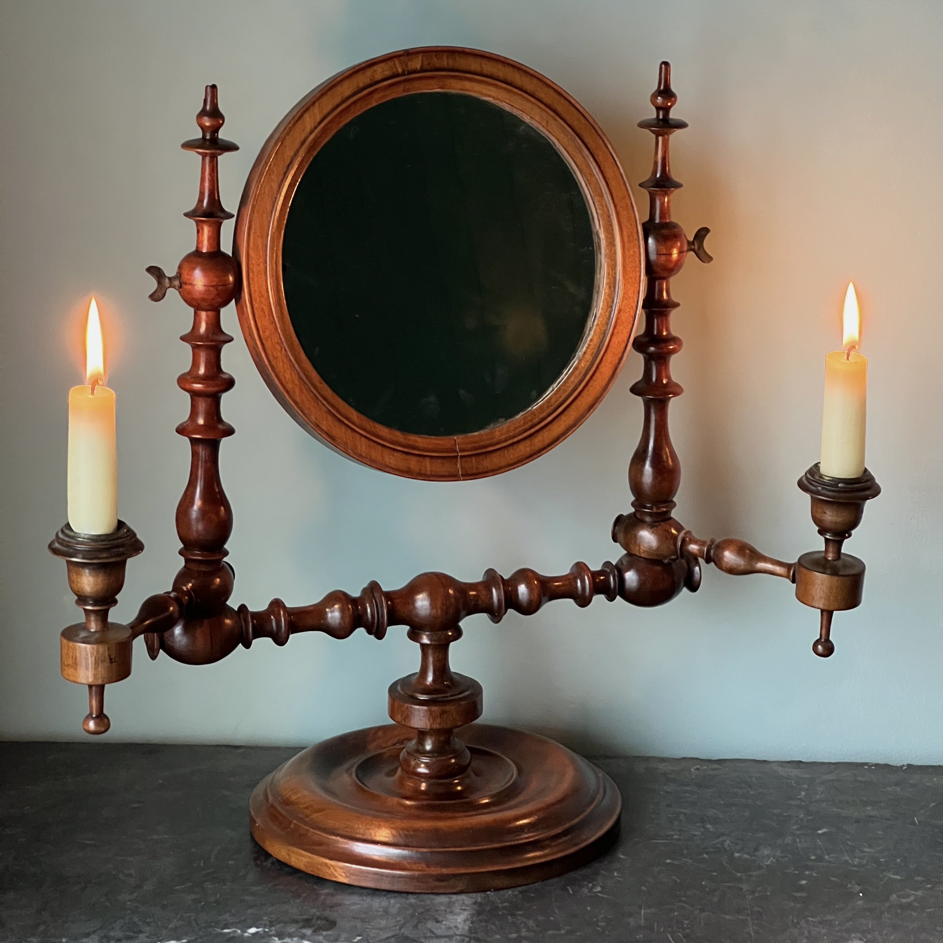Victorian Turned Walnut Dressing Mirror - Image 3