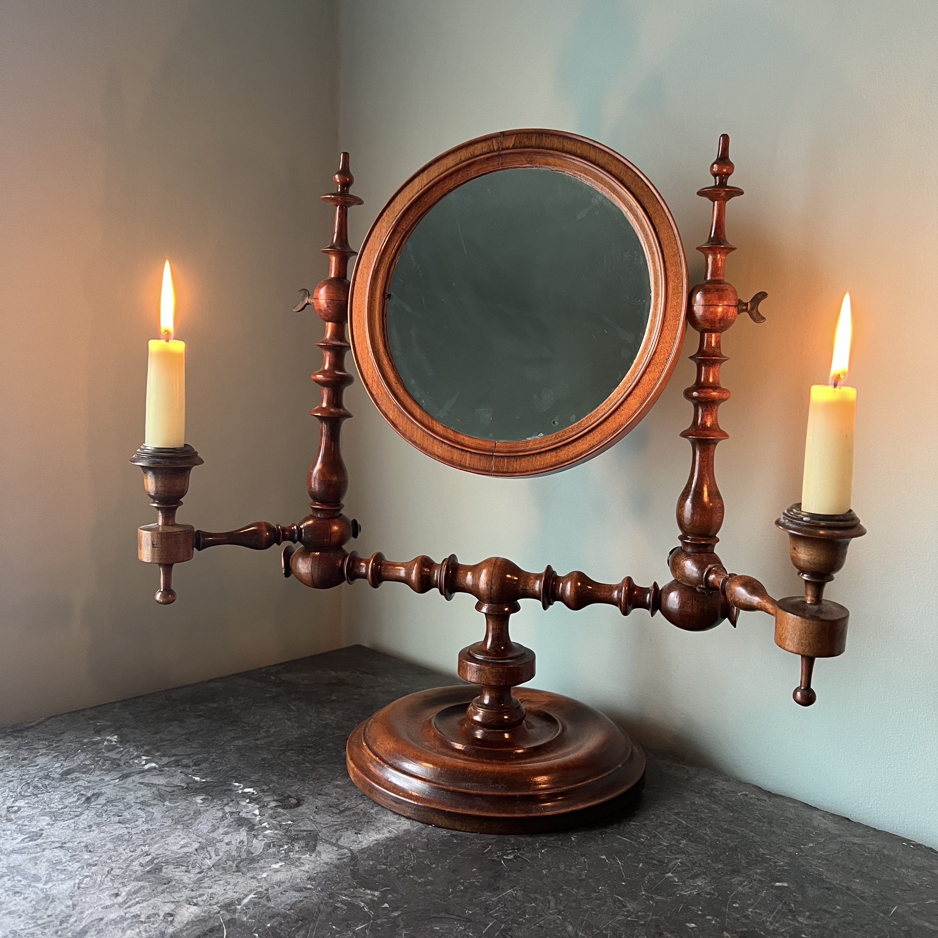 Victorian Turned Walnut Dressing Mirror