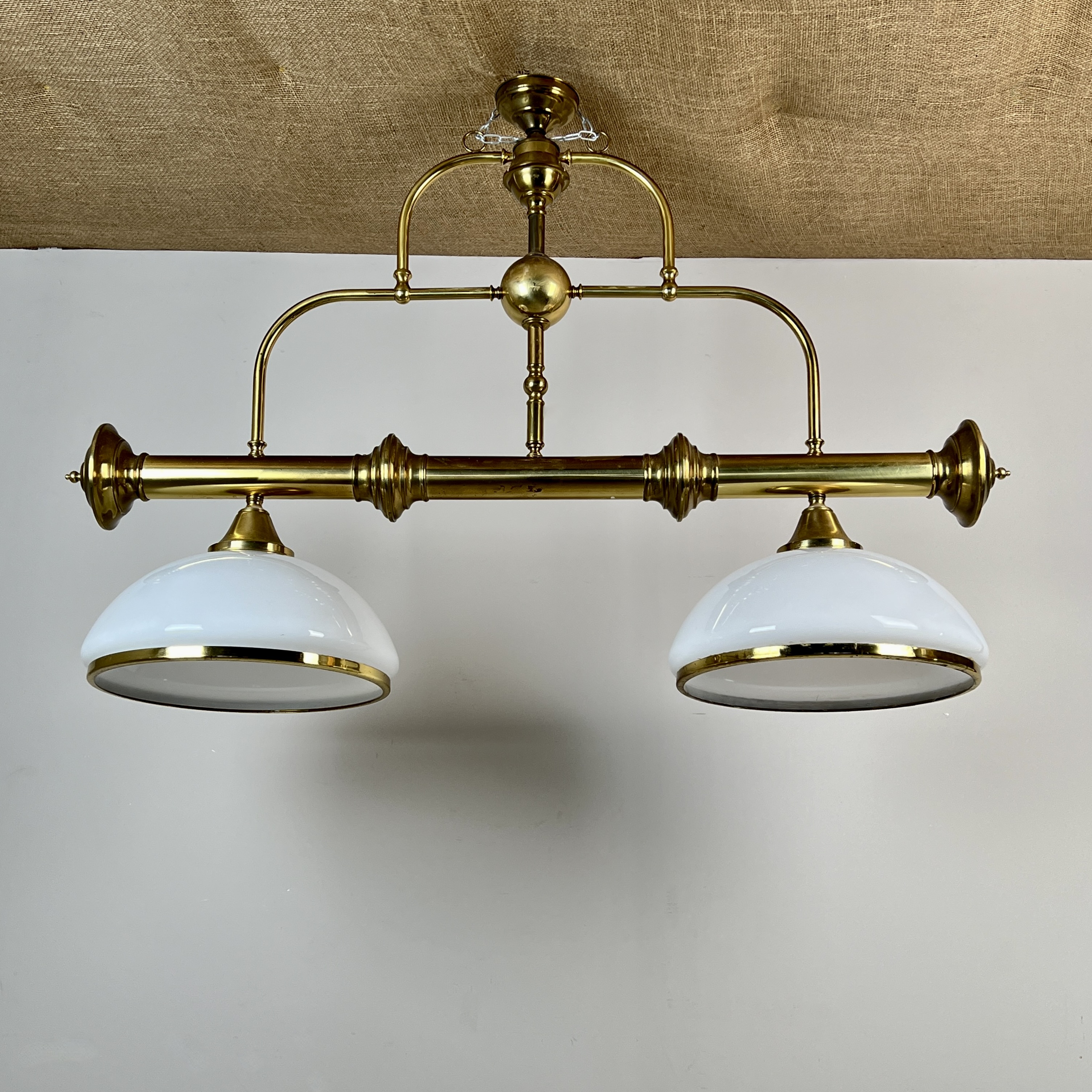 Vintage Brass And Opaline Glass Ceiling Light - Image 3