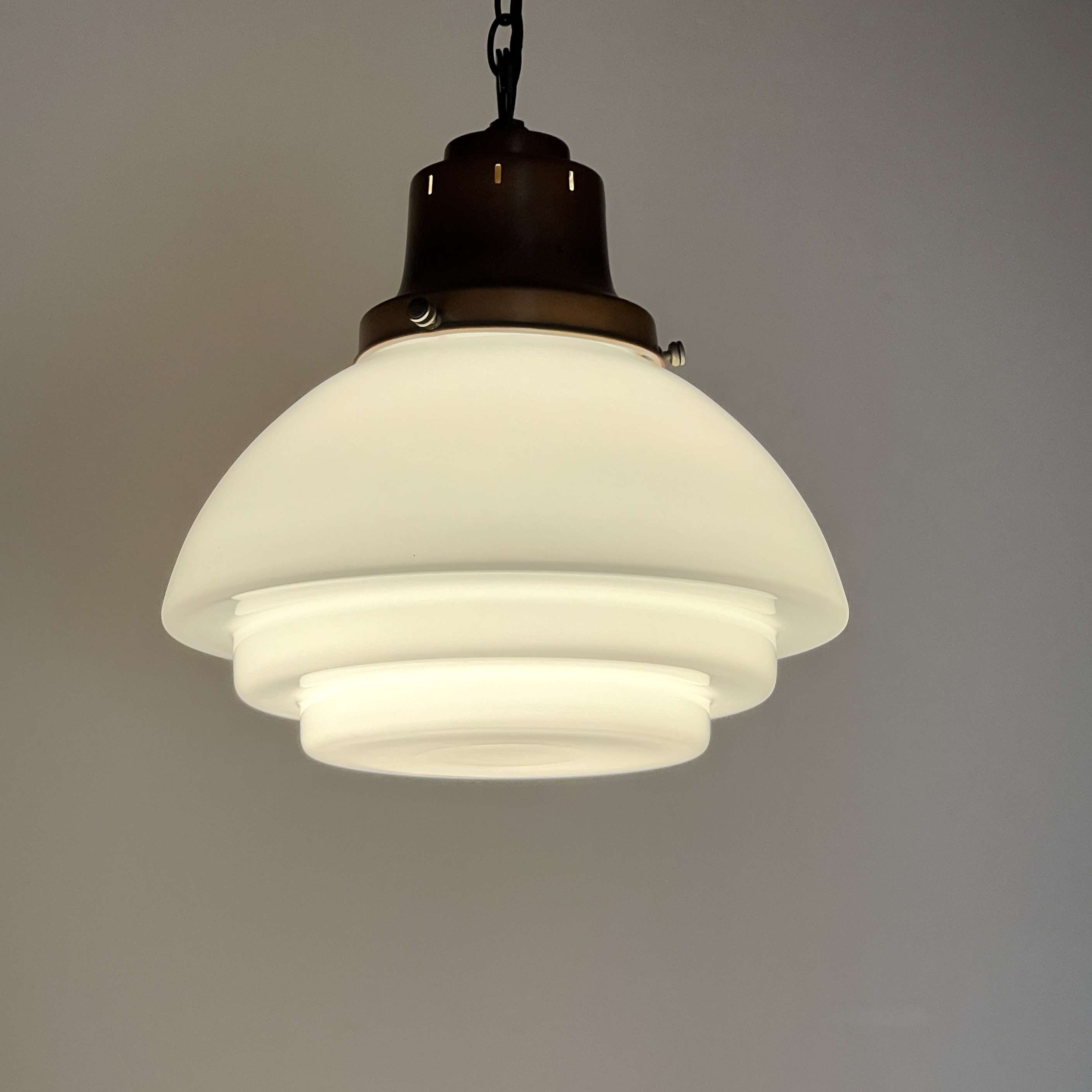 1930S English Opaline Glass Pendant Light - Image 4