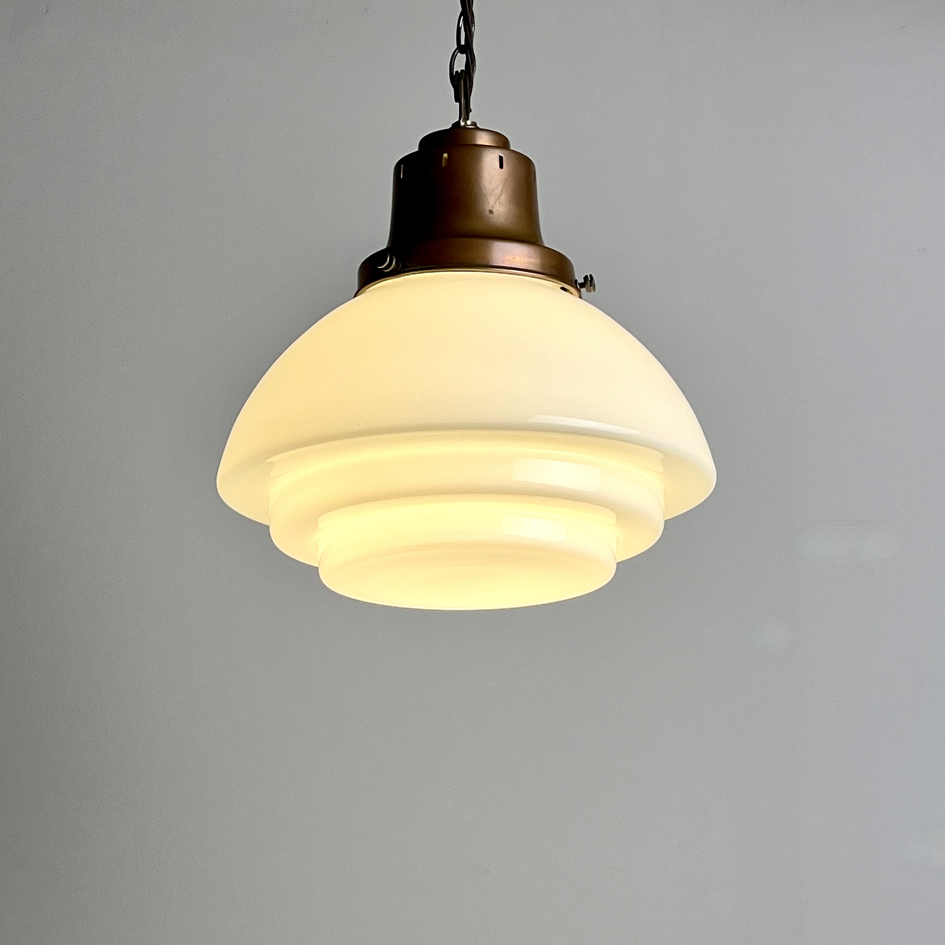 1930S English Opaline Glass Pendant Light - Image 2
