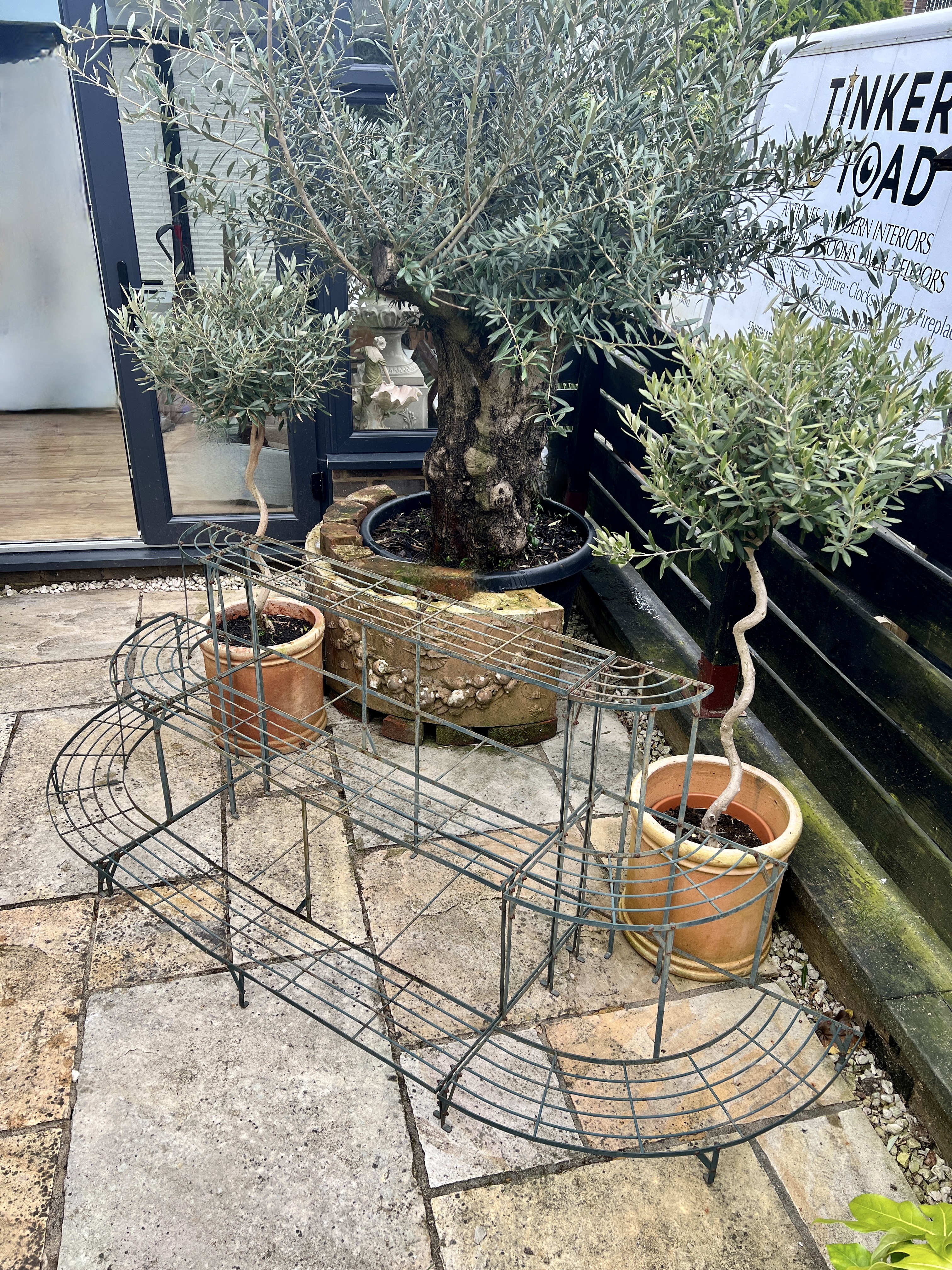Large Vintage French Painted Iron Plant Stand