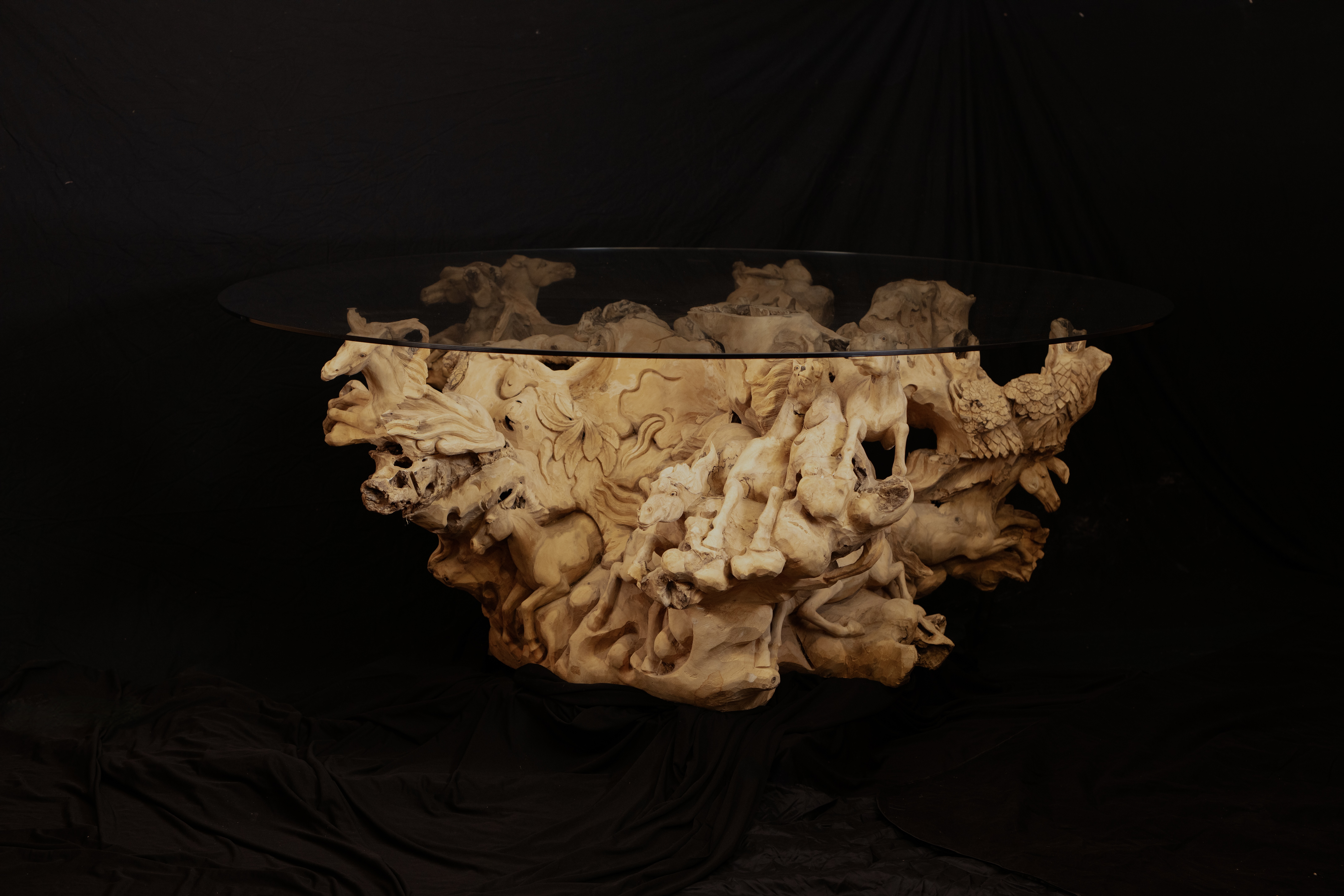 A Unique Carved Trunk Wood Dining Table - Image 3