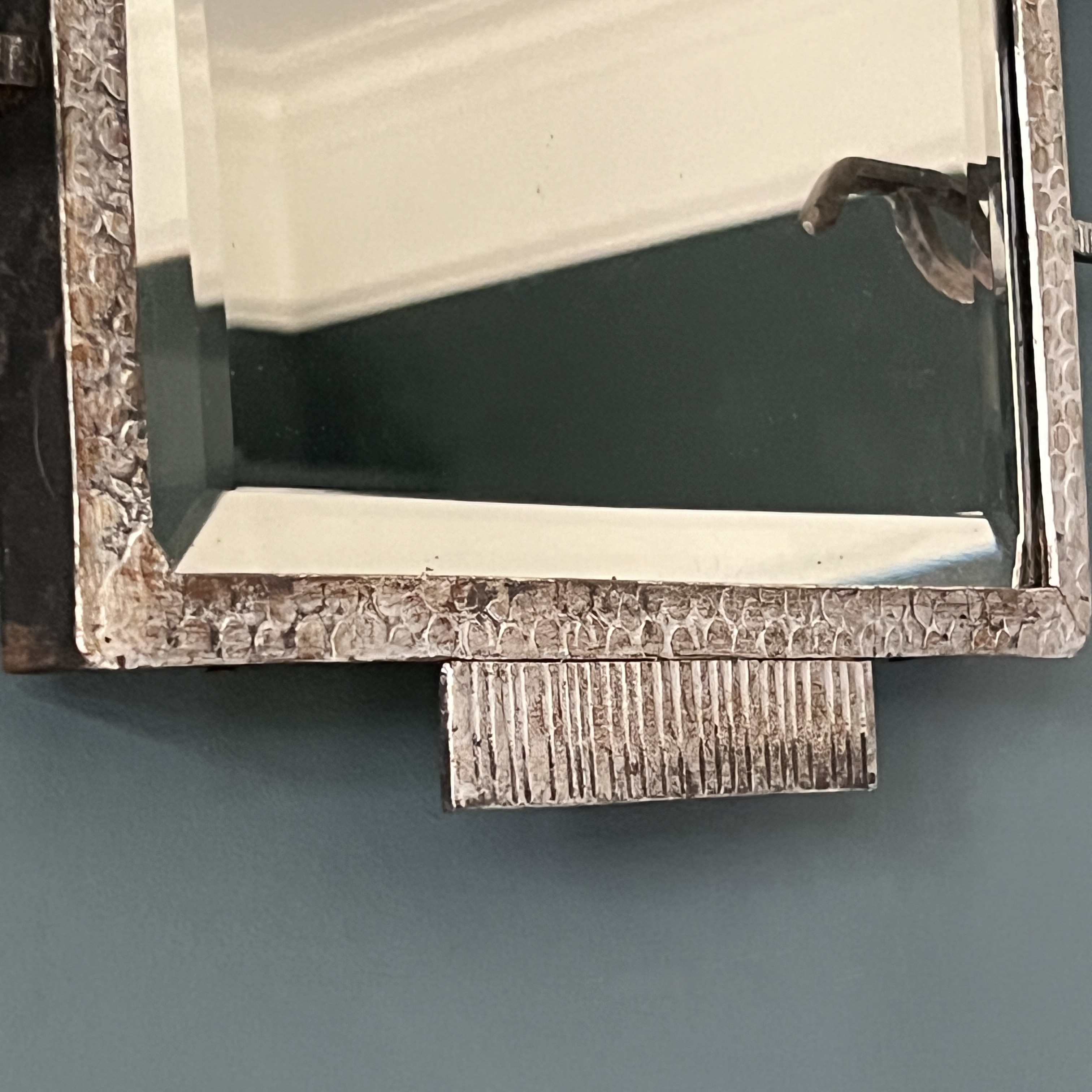 Art Deco Wrought Iron Coat And Luggage Rack Mirror - Image 3
