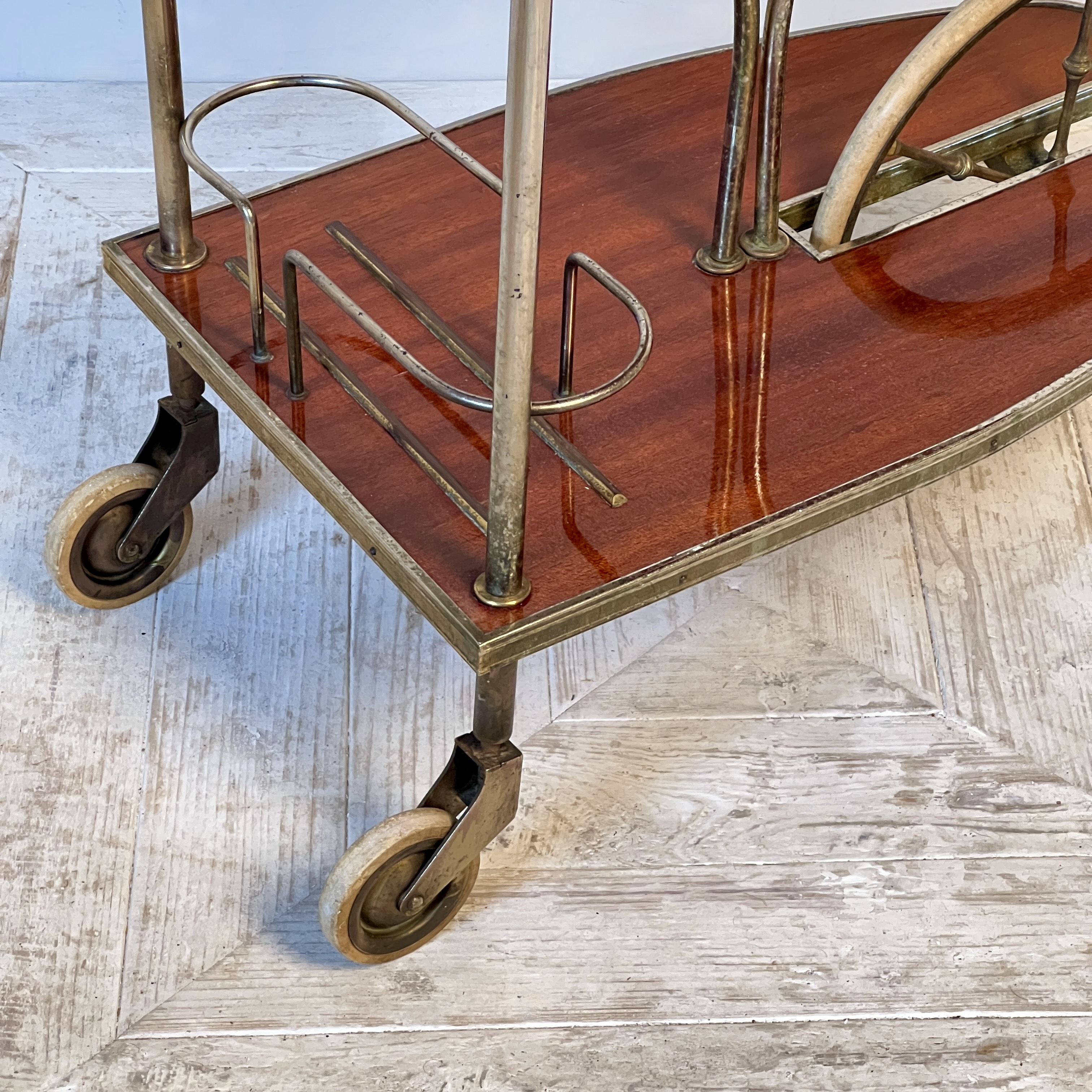 French Midcentury Brass Bar Cart Drinks Trolley - Image 6