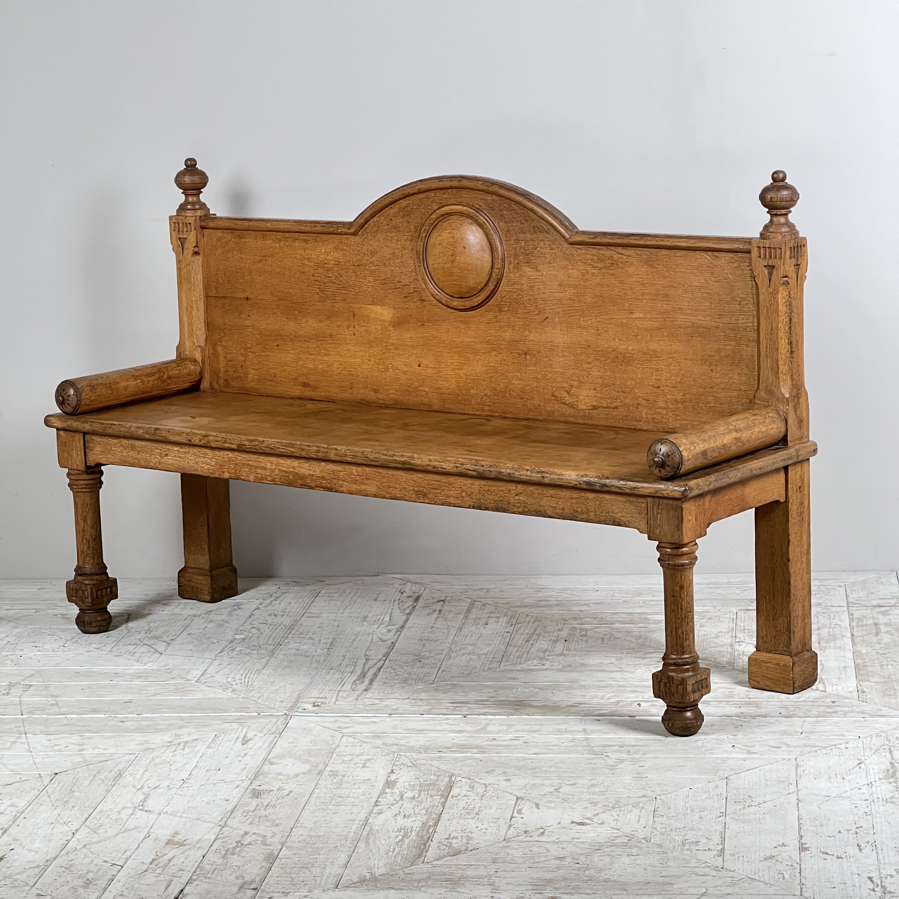 A Victorian Light Oak Hall Bench - Image 2