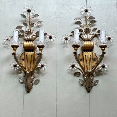 A Pair Of Banci Firenze Murano Glass Wall Light Sconces