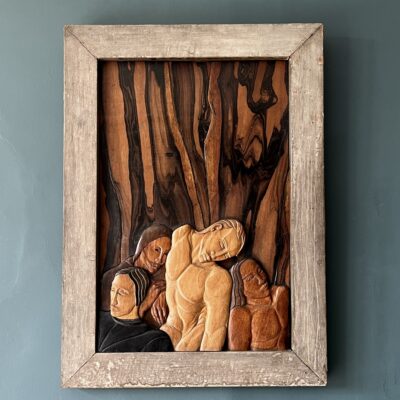 A Rare Carved Wood Plaque By Phyllis 'Pog' Yglesias Circa. 1925