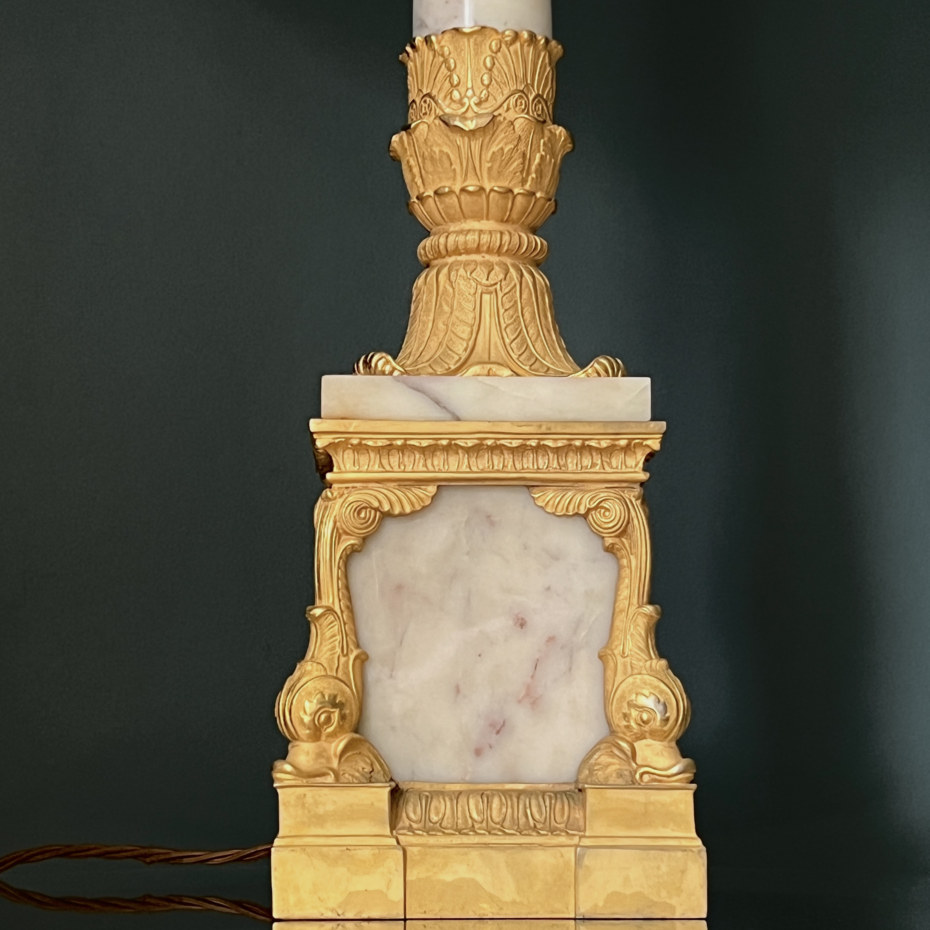 A Marble And Ormolu Empire Style Table Lamp. Pair Available - Image 8