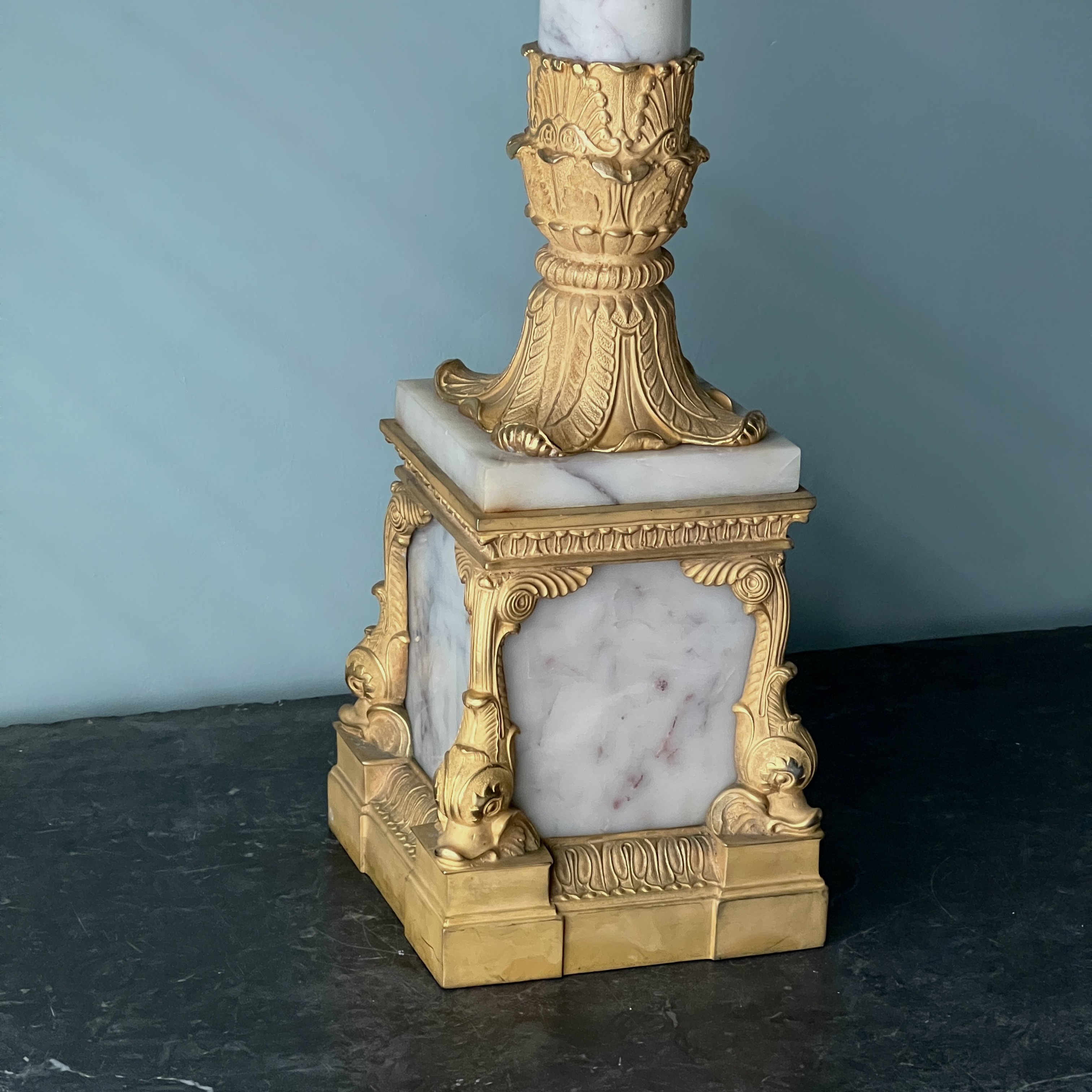A Marble And Ormolu Empire Style Table Lamp. Pair Available - Image 6