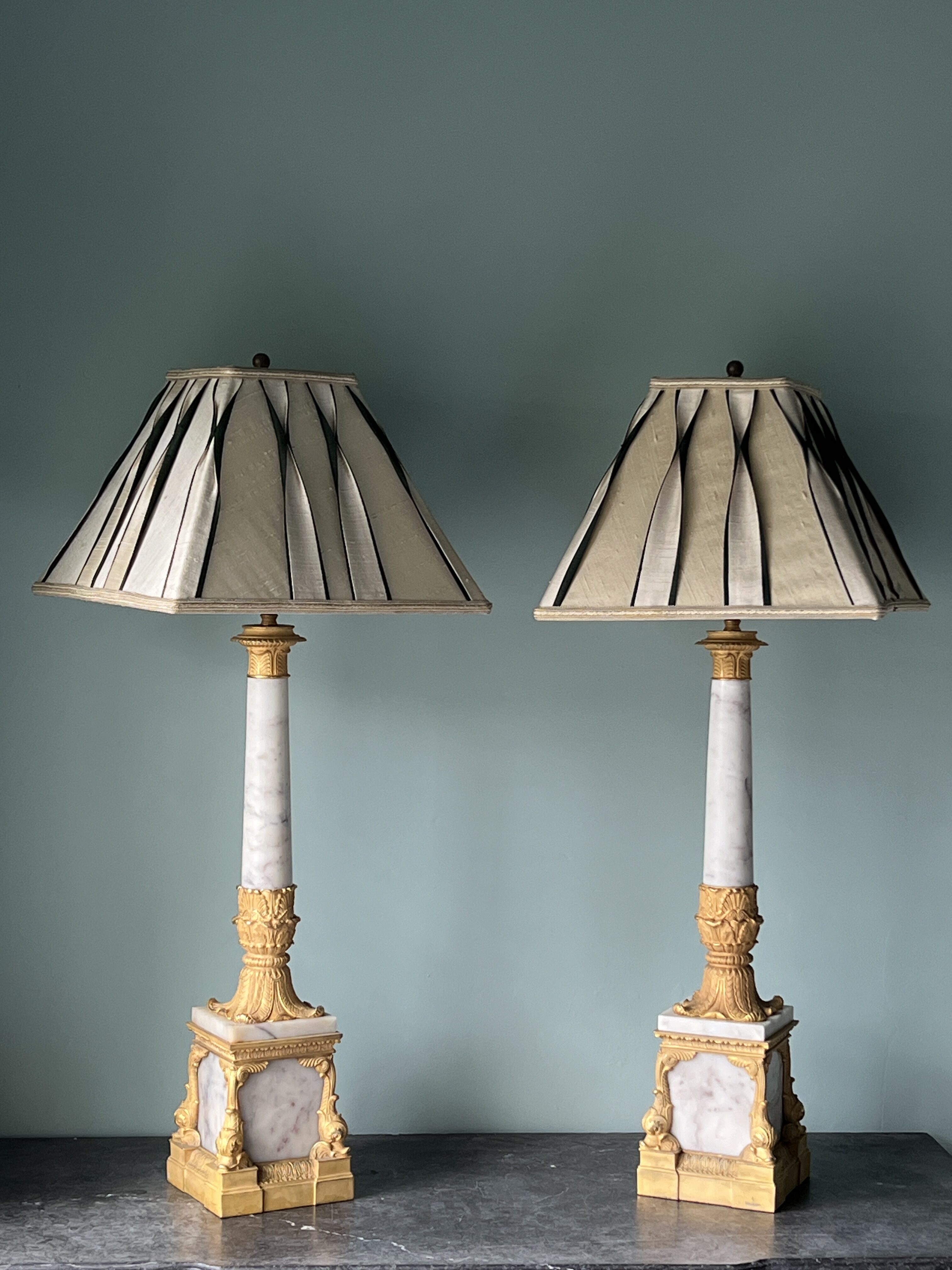 A Marble And Ormolu Empire Style Table Lamp. Pair Available - Image 10