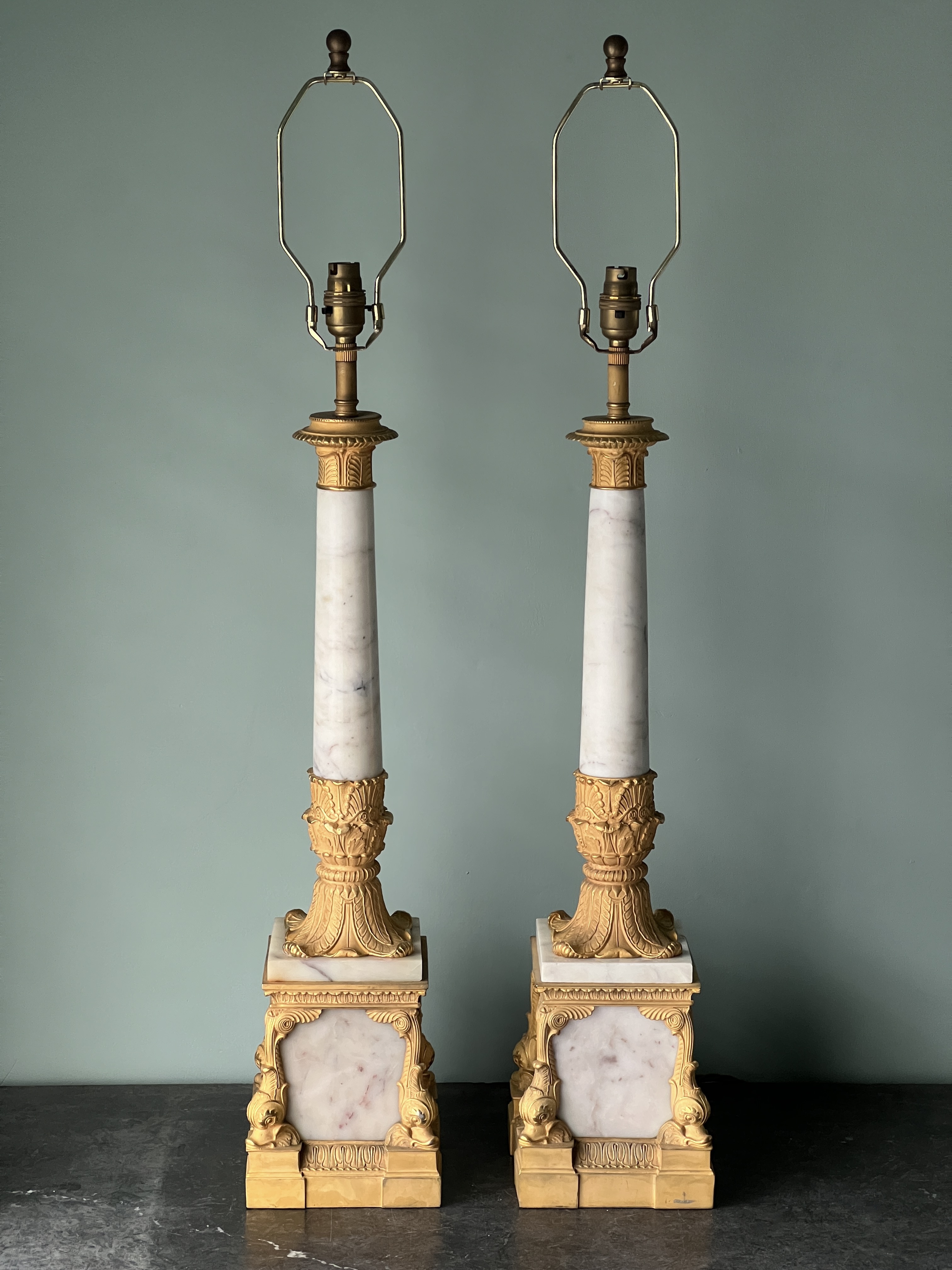 A Marble And Ormolu Empire Style Table Lamp. Pair Available - Image 7