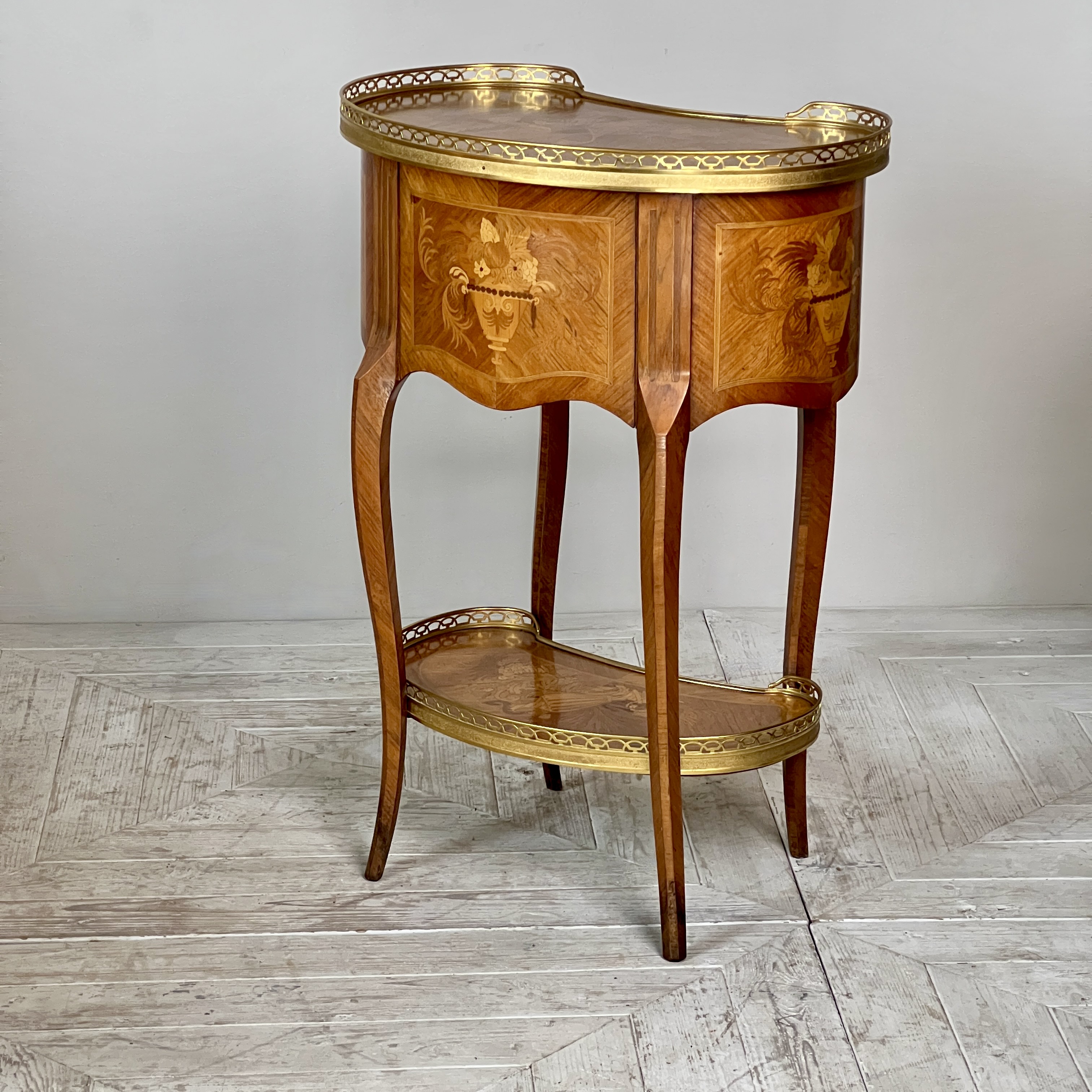 A French Kingwood And Marquetry Inlaid Kidney Shaped Side Table - Image 6