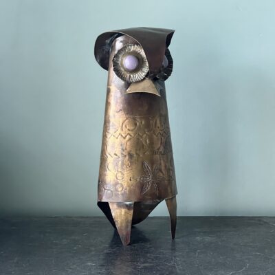 Brass Owl Sculpture By Oswaldo Guayasamin (Ecuadorian, 1919-1999)