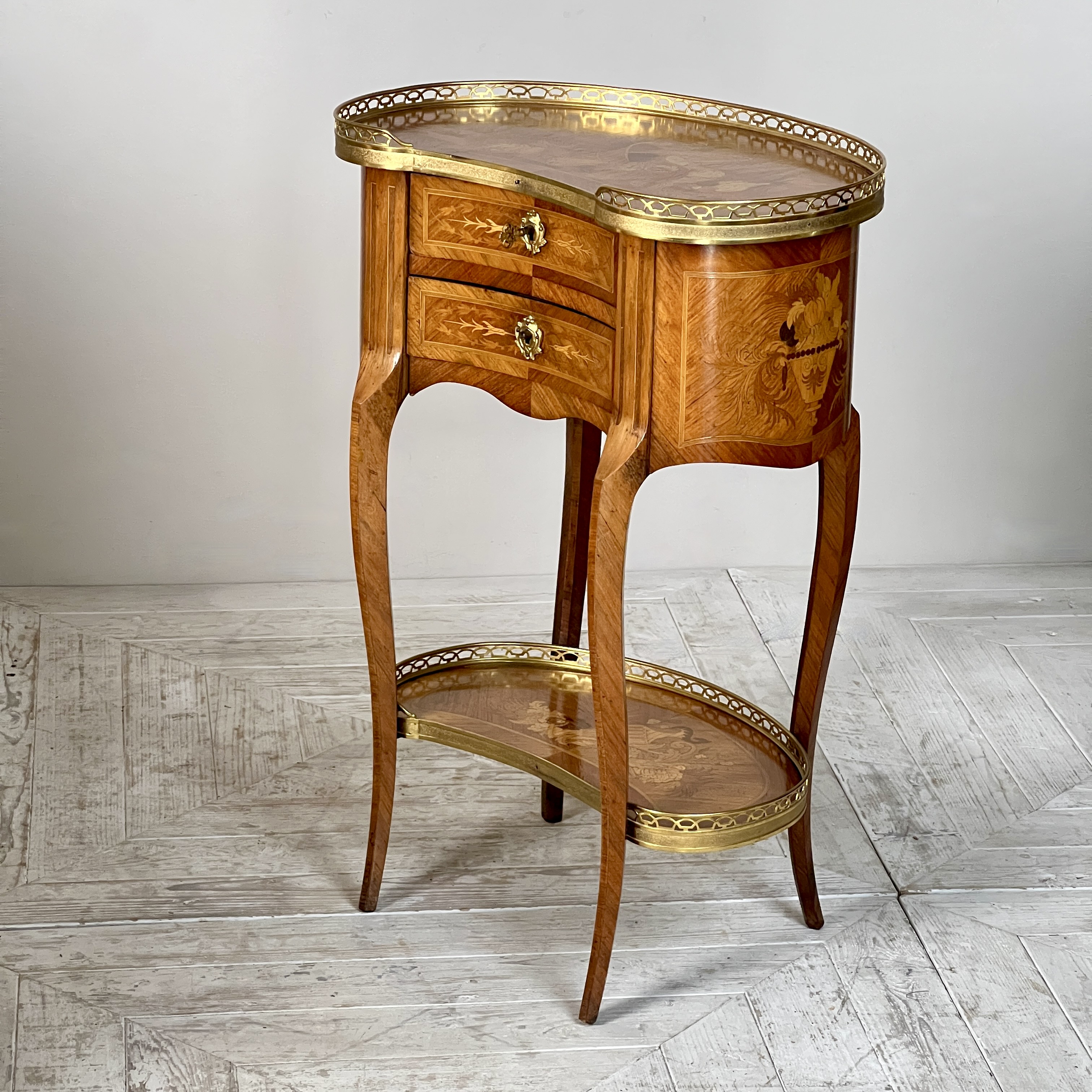 A French Kingwood And Marquetry Inlaid Kidney Shaped Side Table - Image 7
