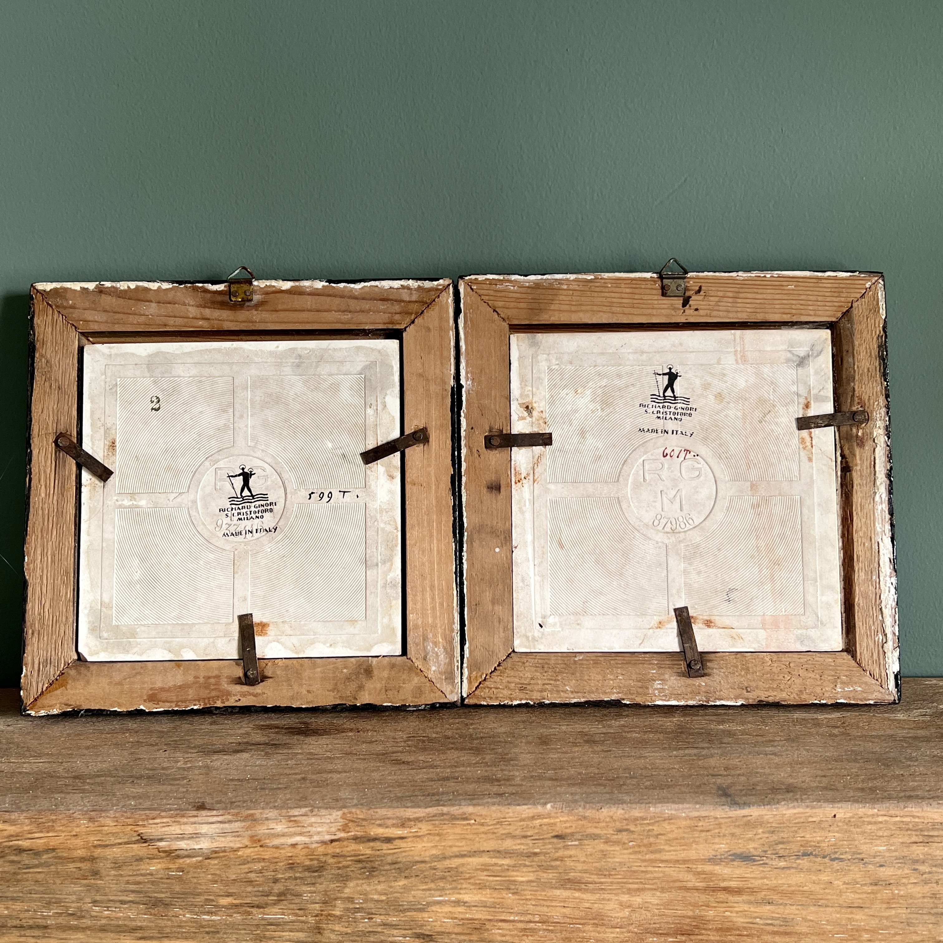 Pair of Framed Ceramic Tiles By Gio Ponti for Richard Ginori Circa 1930 - Image 5