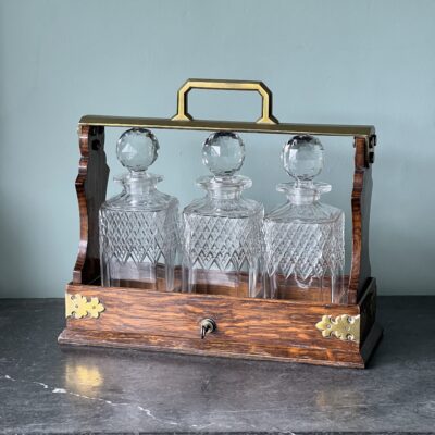 A Mappin And Webb Victorian Oak And Brass Tantalus 1880