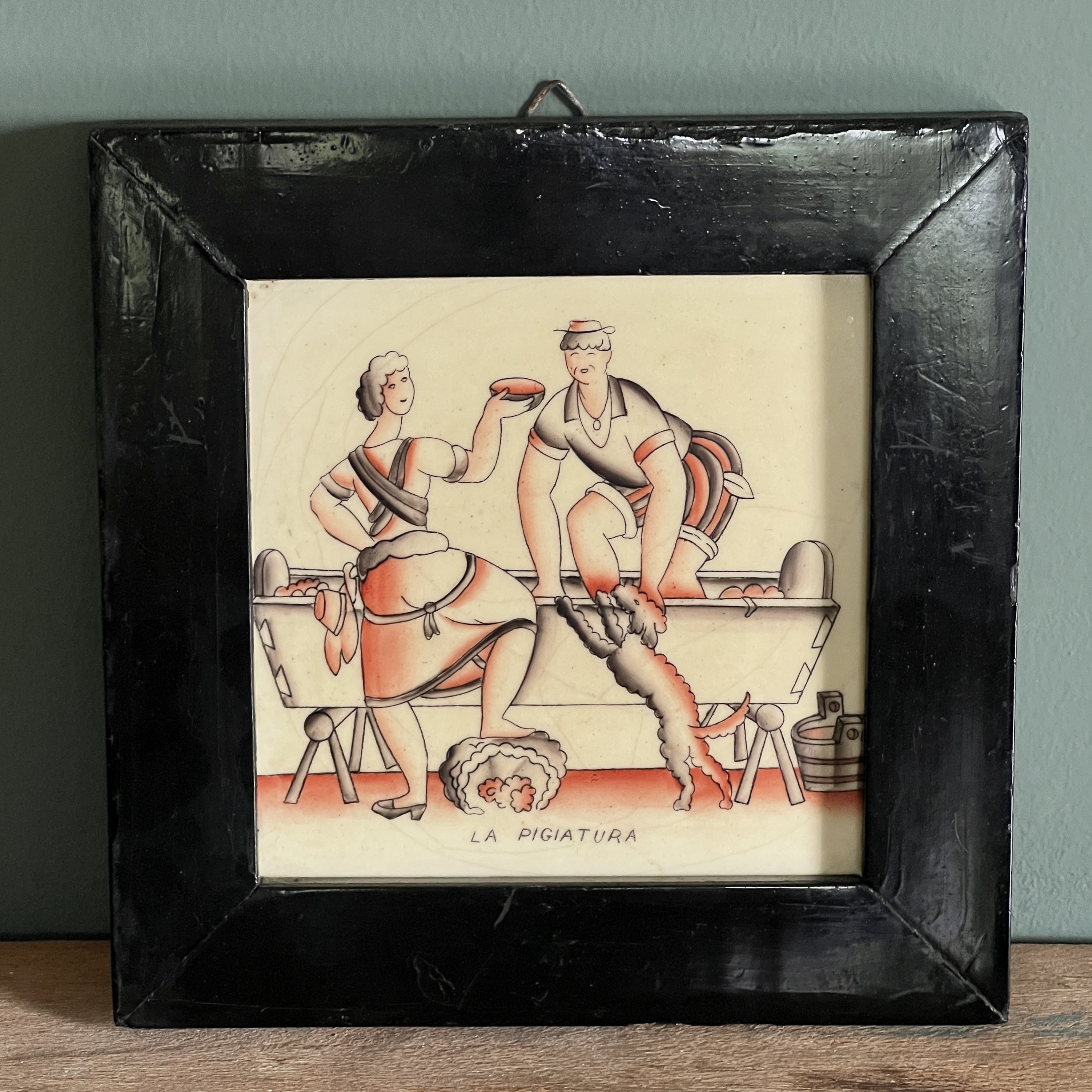 Pair of Framed Ceramic Tiles By Gio Ponti for Richard Ginori Circa 1930 - Image 3