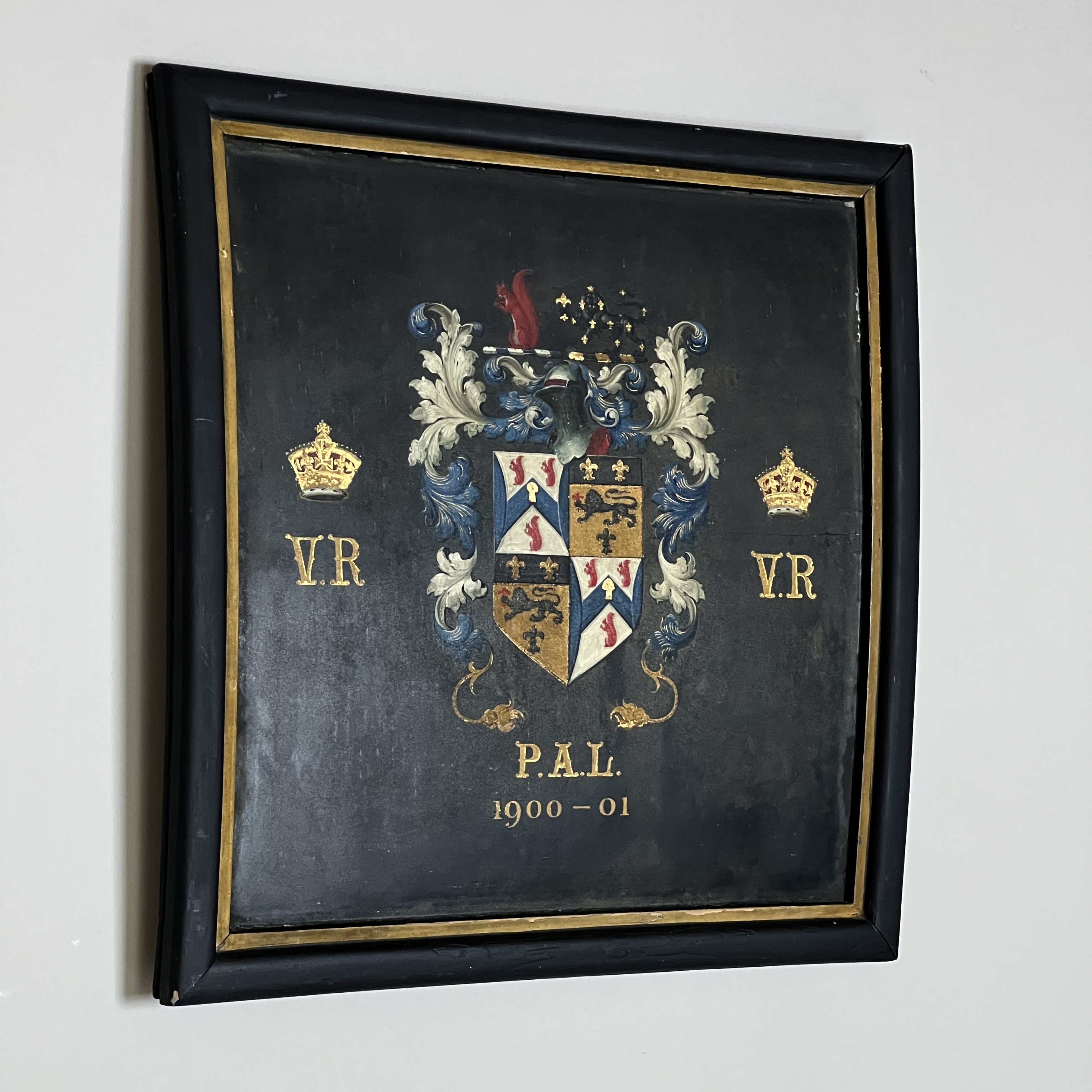 A Framed Hand Painted Coat Of Arms Coach Panel Circa 1900 - Image 2