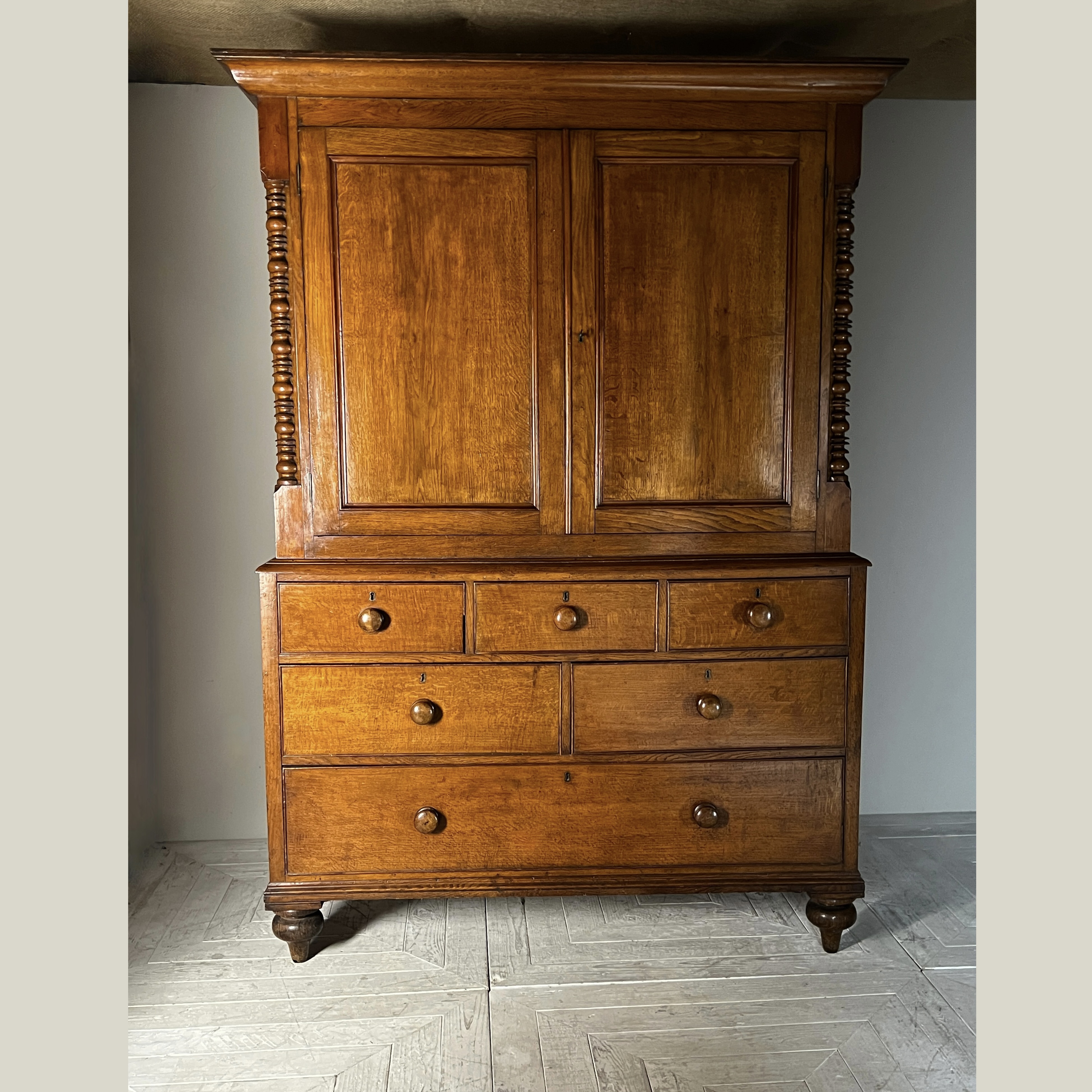 19Th Century Welsh Oak Housekeepers Cupboard Or Linen Press