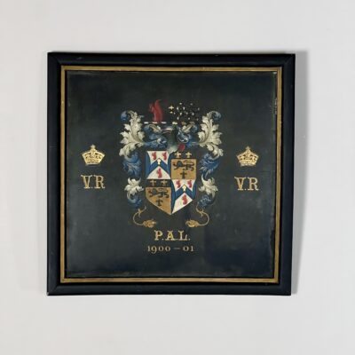 A Framed Hand Painted Coat Of Arms Coach Panel Circa 1900
