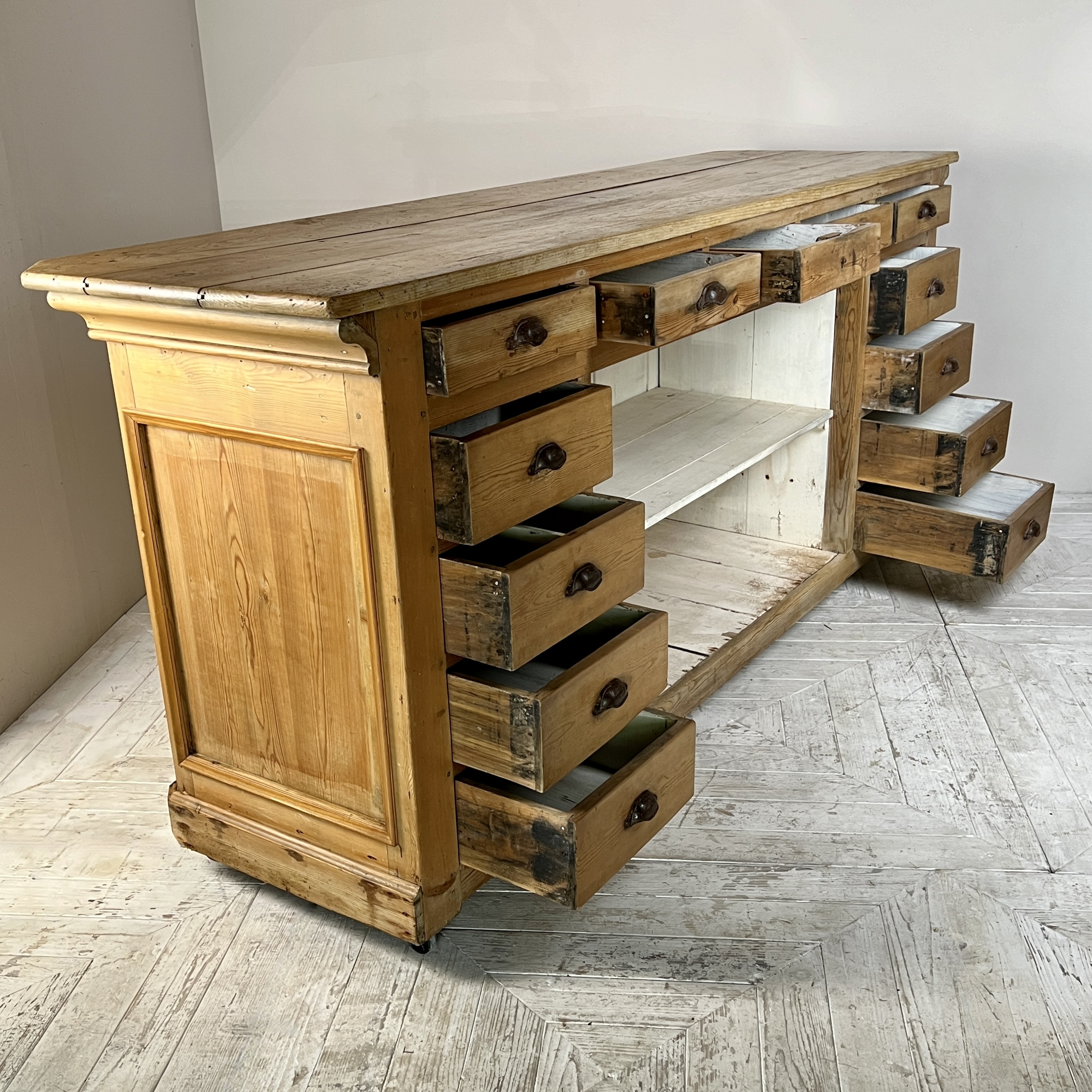 Vintage French Pine Haberdashery Shop Counter - Image 6