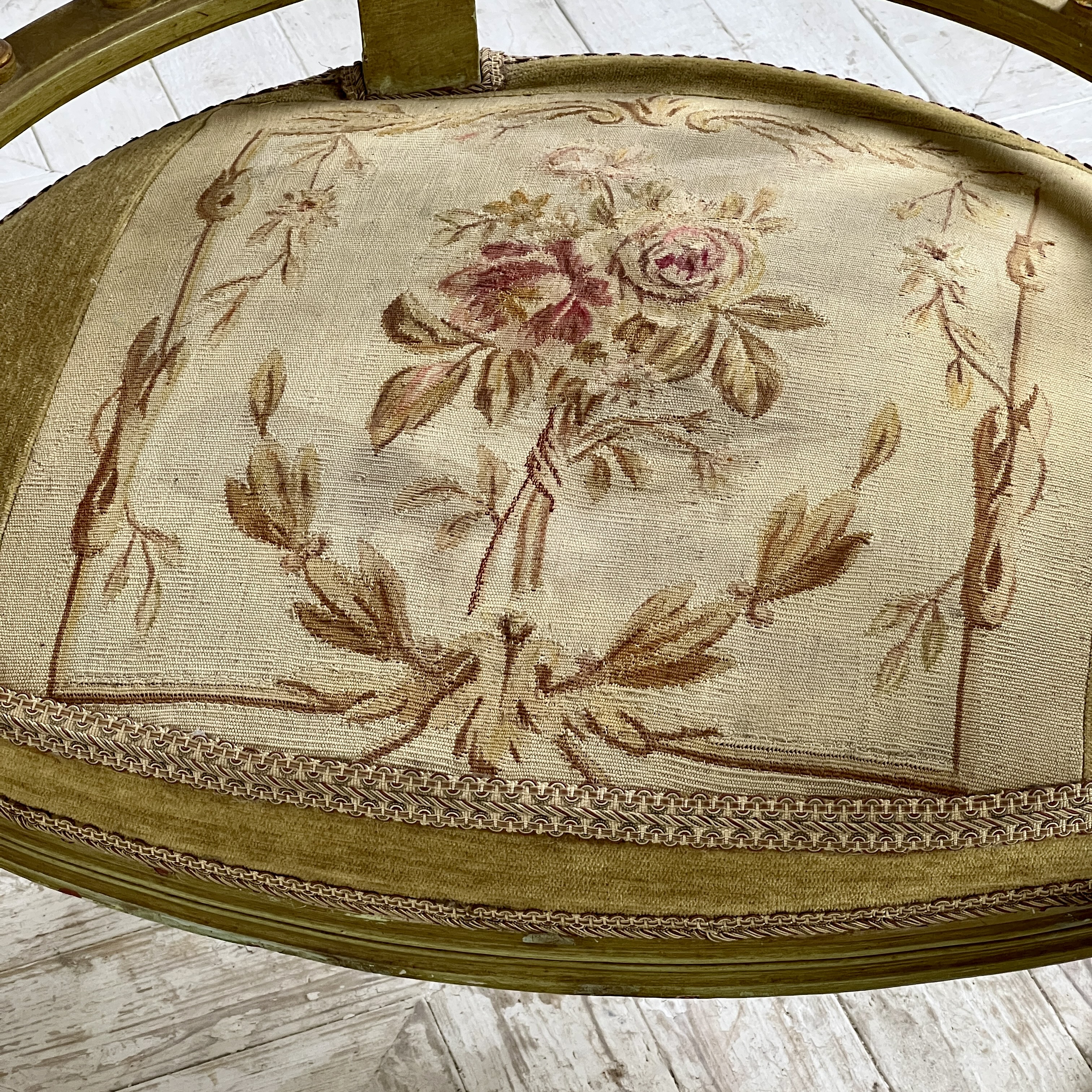 French Antique Tapestry Love Or Tête-À-Tête Seat - Image 7