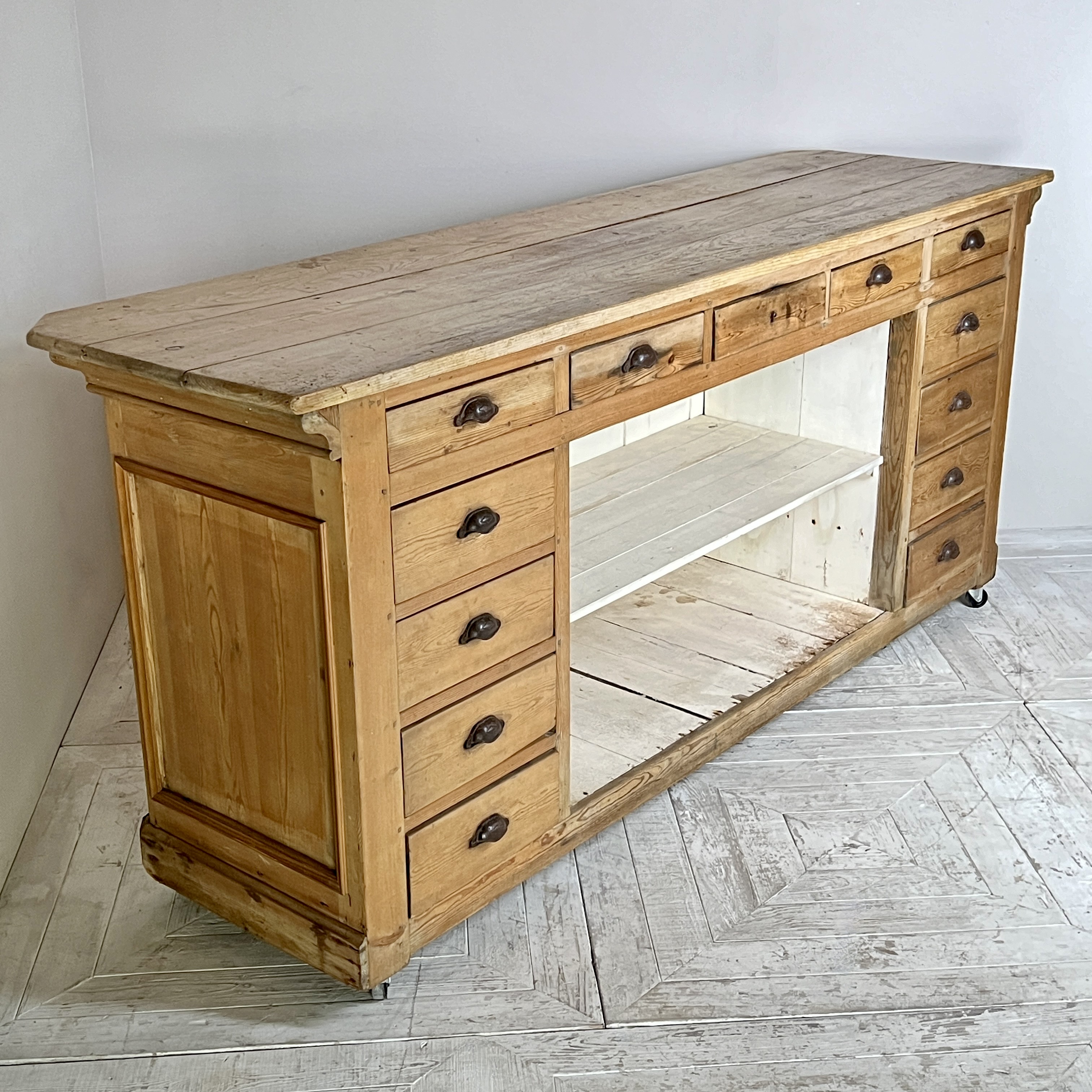 Vintage French Pine Haberdashery Shop Counter - Image 5