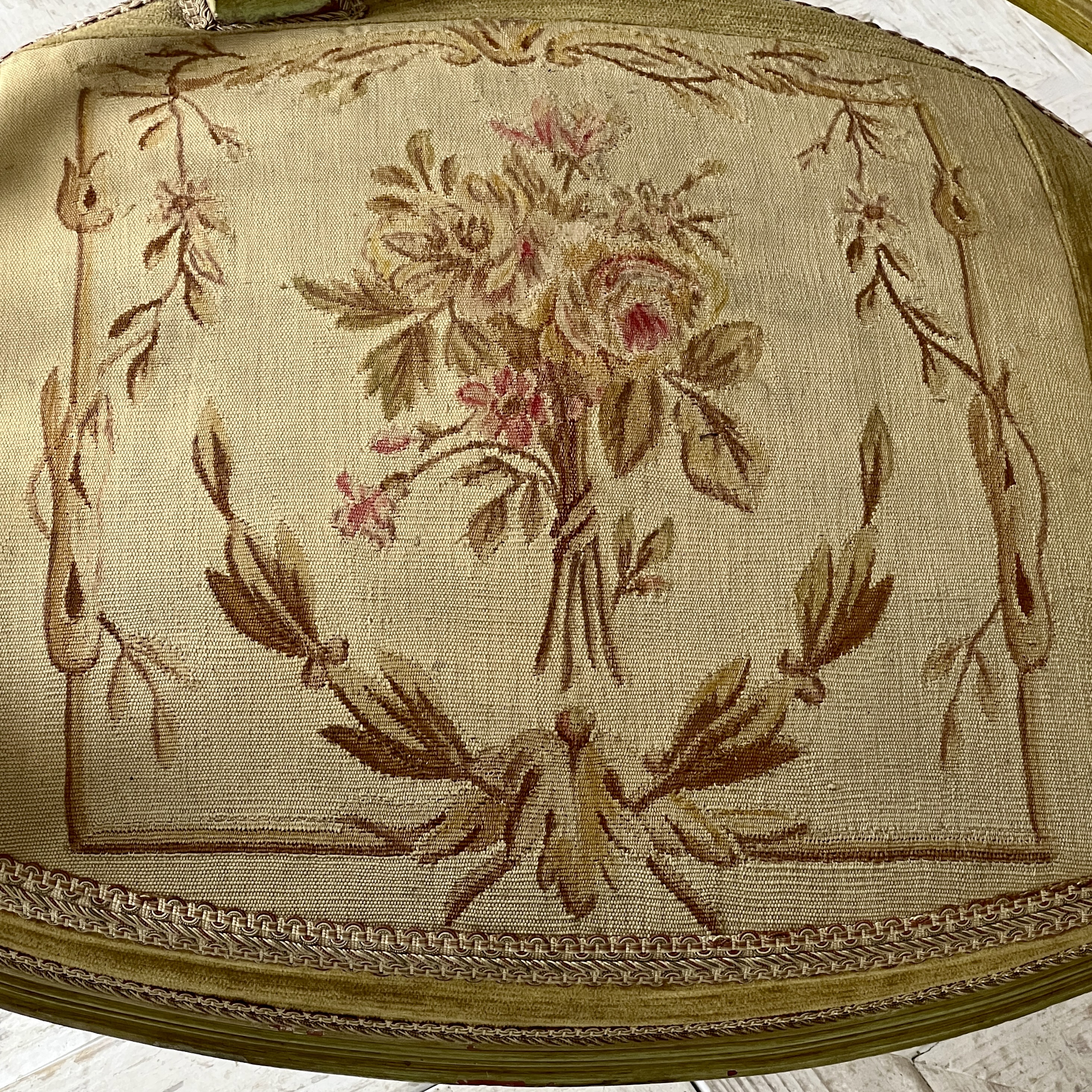 French Antique Tapestry Love Or Tête-À-Tête Seat - Image 8