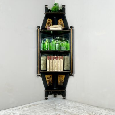 Late C19th Aesthetic Movement Ebonised And Mirrored Corner Shelf