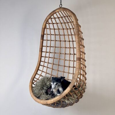 Original Midcentury Hanging Bamboo Egg Chair