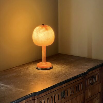 Art Deco Marble Effect Glass And Brass Table Lamp