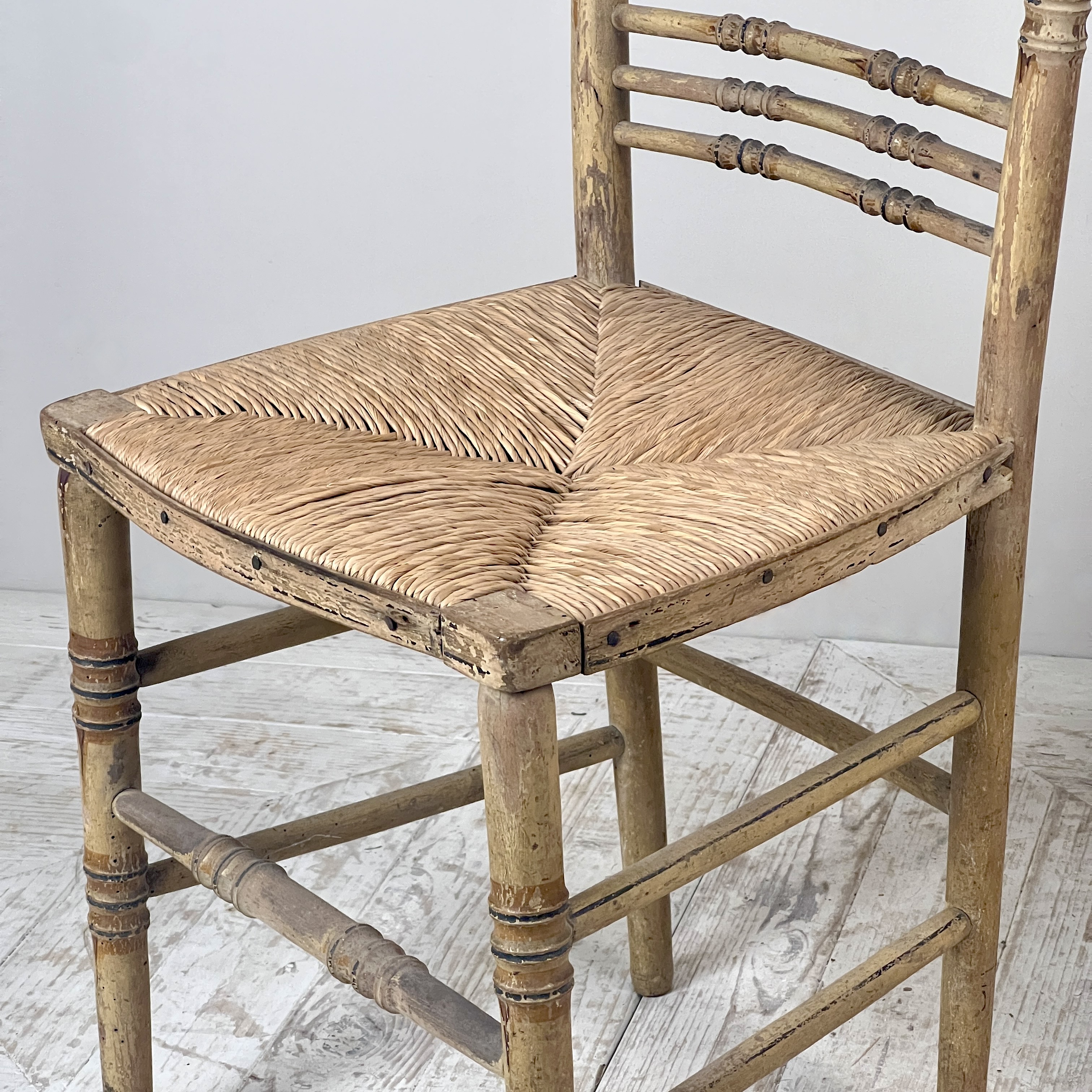 A Pair Of Painted Regency Faux Bamboo And Rush Seat Chairs - Image 7