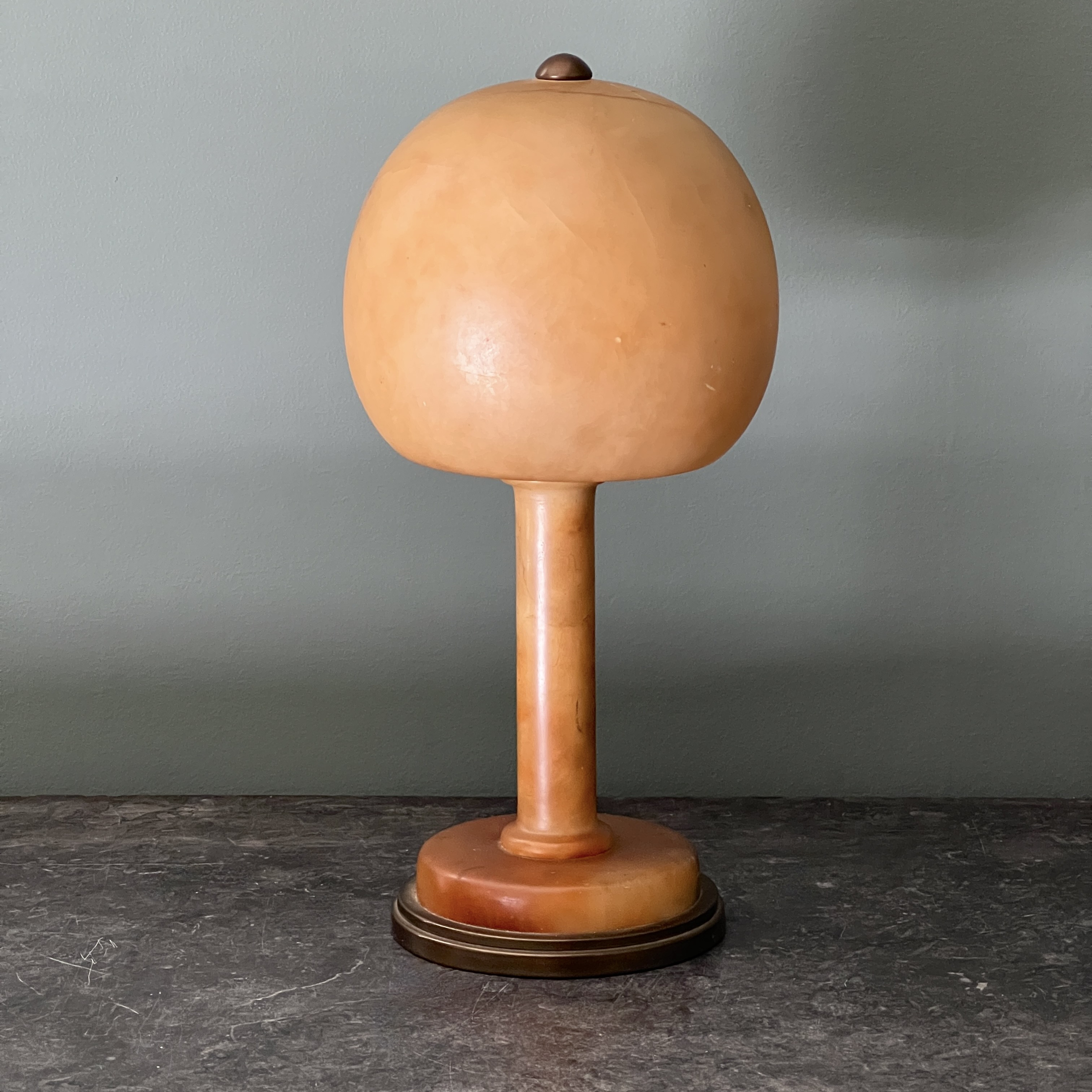 Art Deco Marble Effect Glass And Brass Table Lamp - Image 4