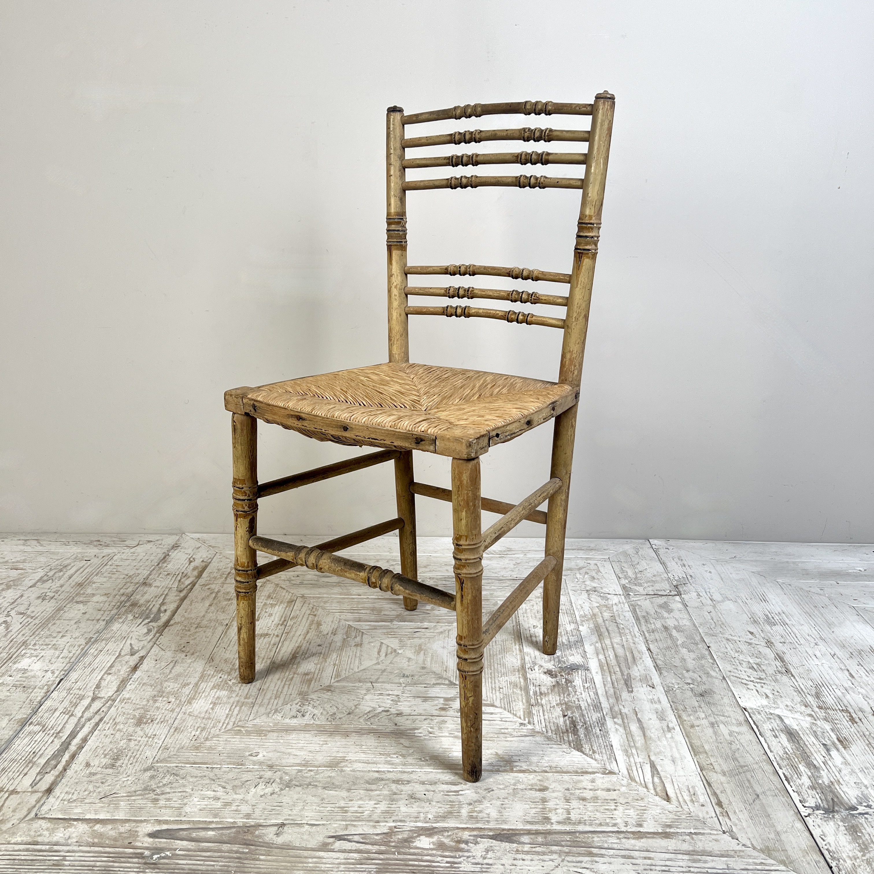 A Pair Of Painted Regency Faux Bamboo And Rush Seat Chairs - Image 10