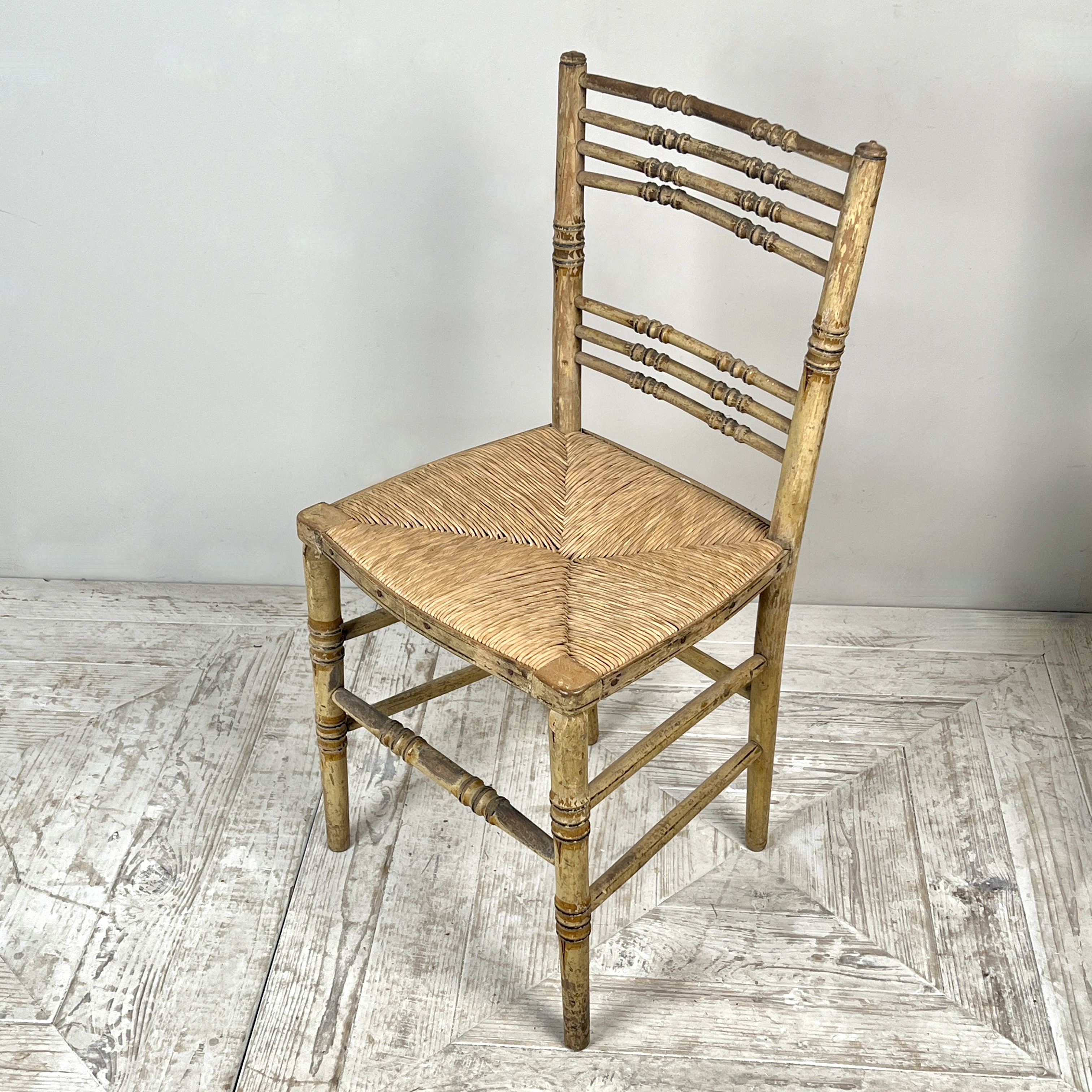 A Pair Of Painted Regency Faux Bamboo And Rush Seat Chairs - Image 9
