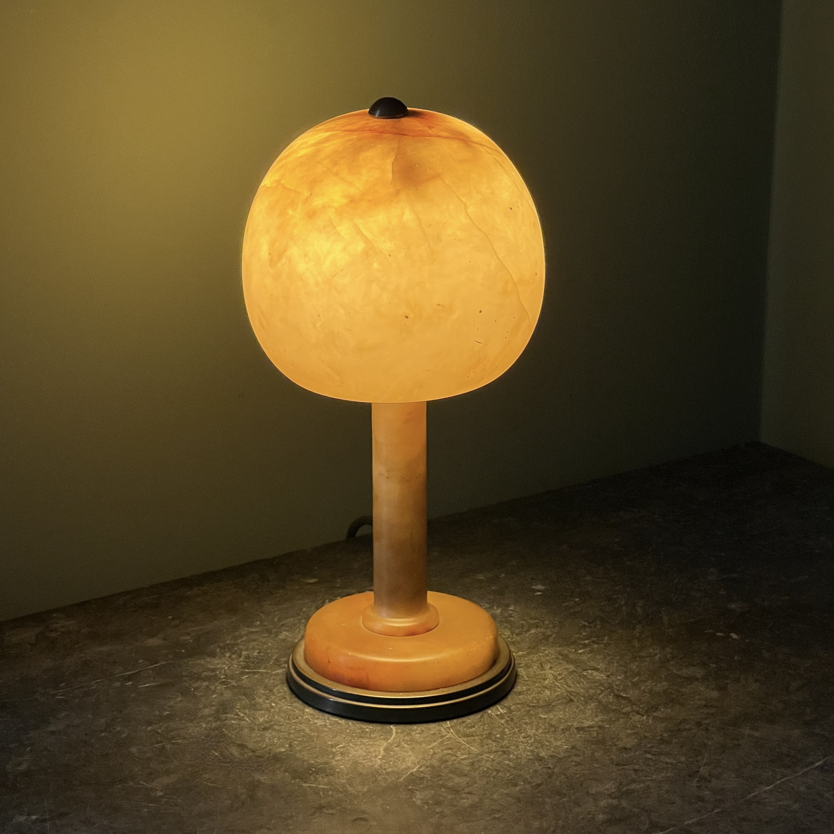Art Deco Marble Effect Glass And Brass Table Lamp - Image 2