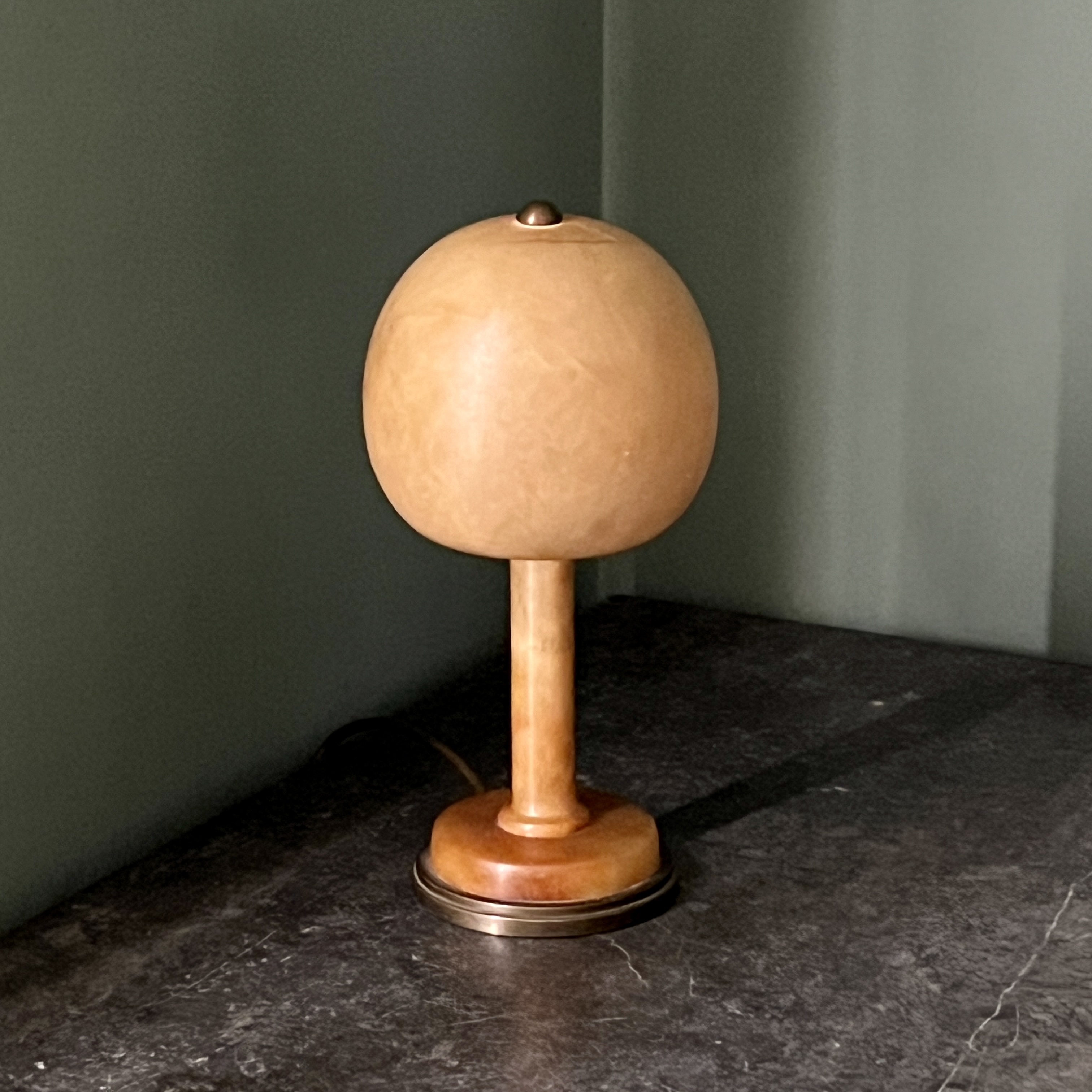 Art Deco Marble Effect Glass And Brass Table Lamp - Image 6