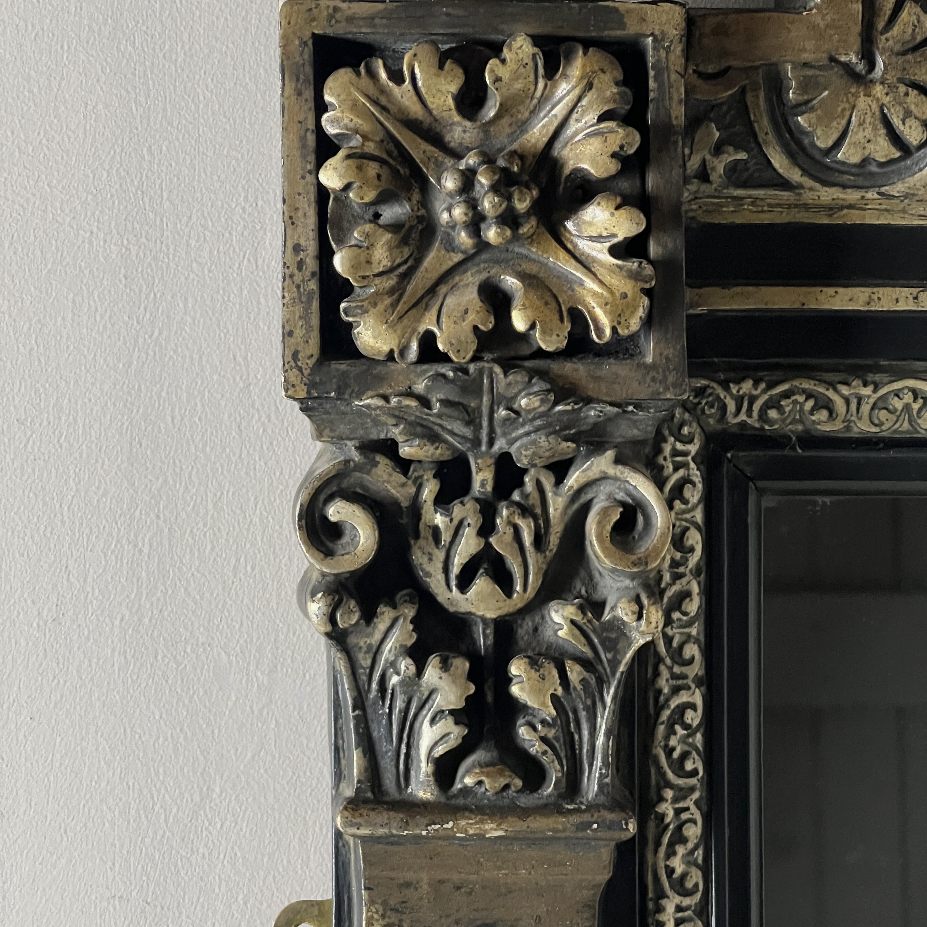 Large Antique French Ebonised & Silver Gilt Floor Or Overmantel Mirror - Image 9