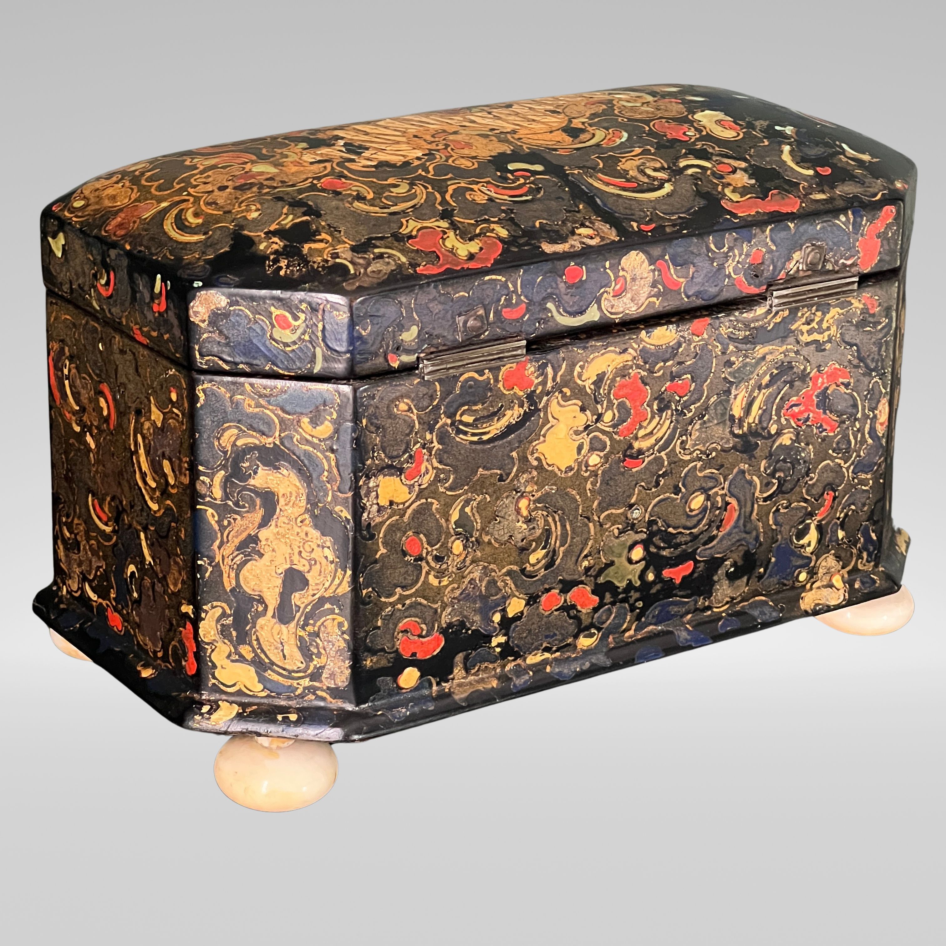 A Victorian Jennens & Bettridge Papier Mache Tea Caddy - Image 3