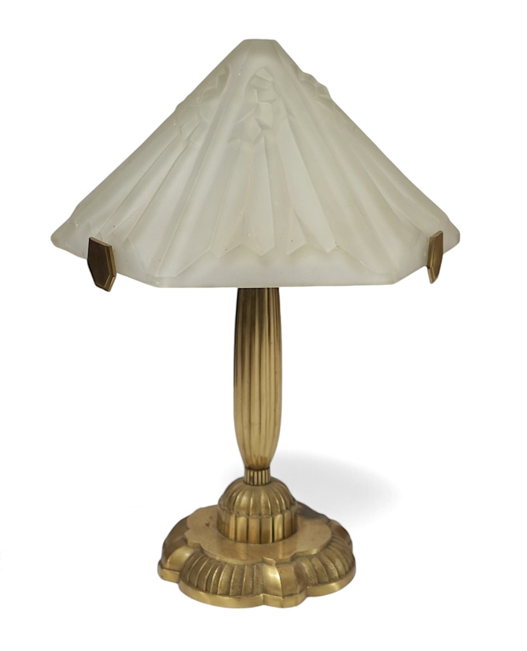 Gilt Brass Art Deco Table Lamp - Image 3