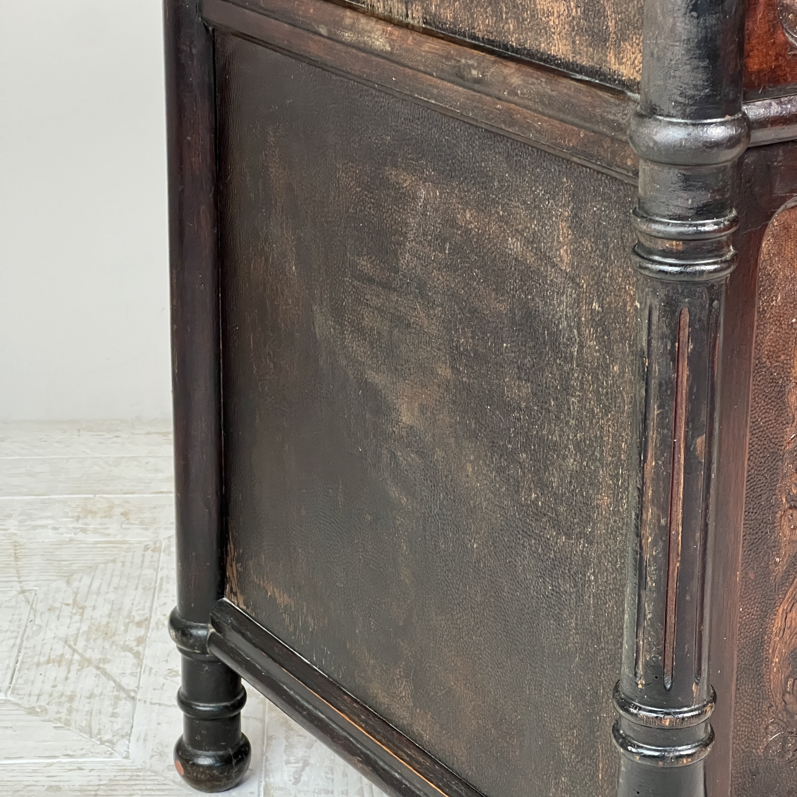 French Antique Marble Topped And Leathered Washstand - Image 10