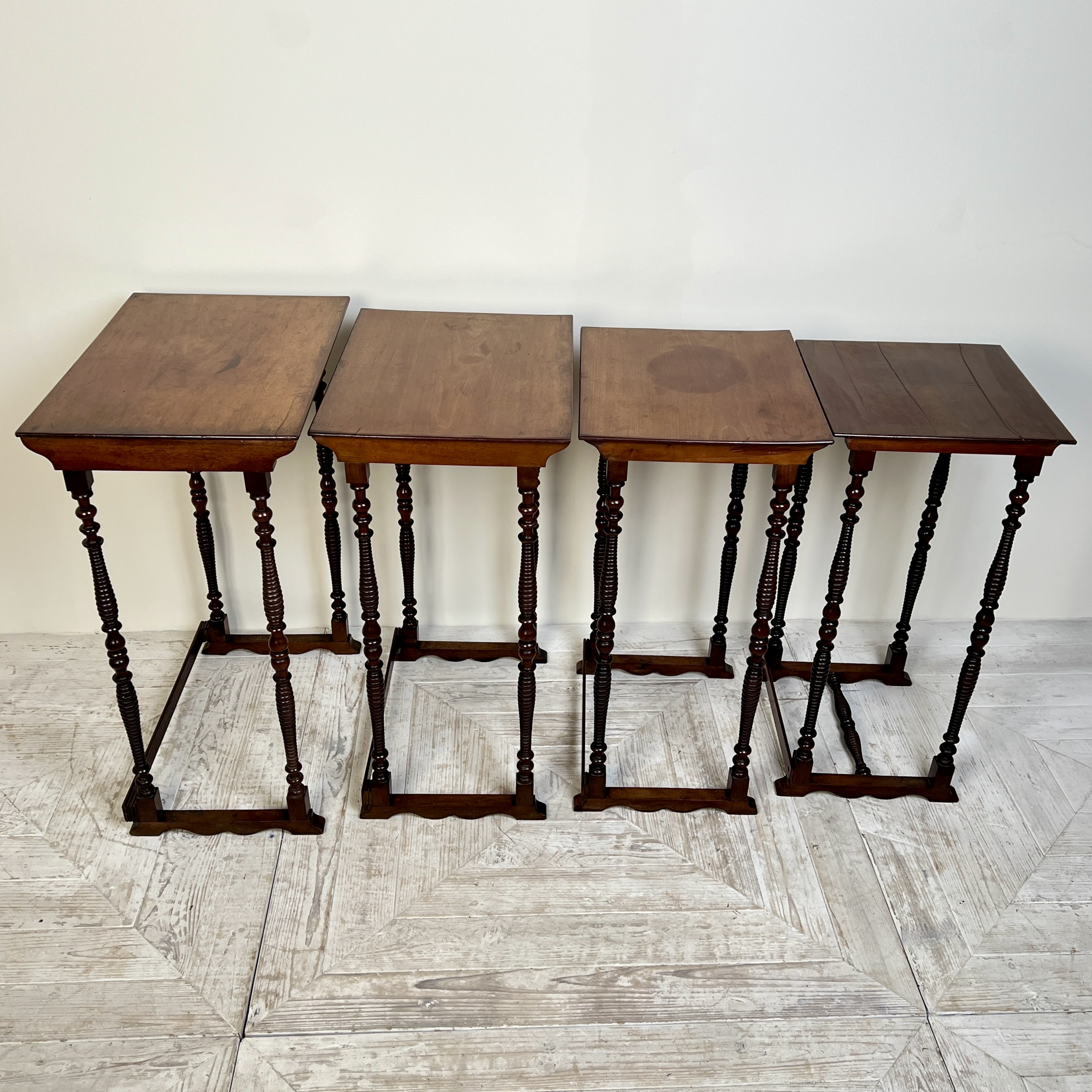 A Quartet Nest Of Walnut Bobbin Tables - Image 5