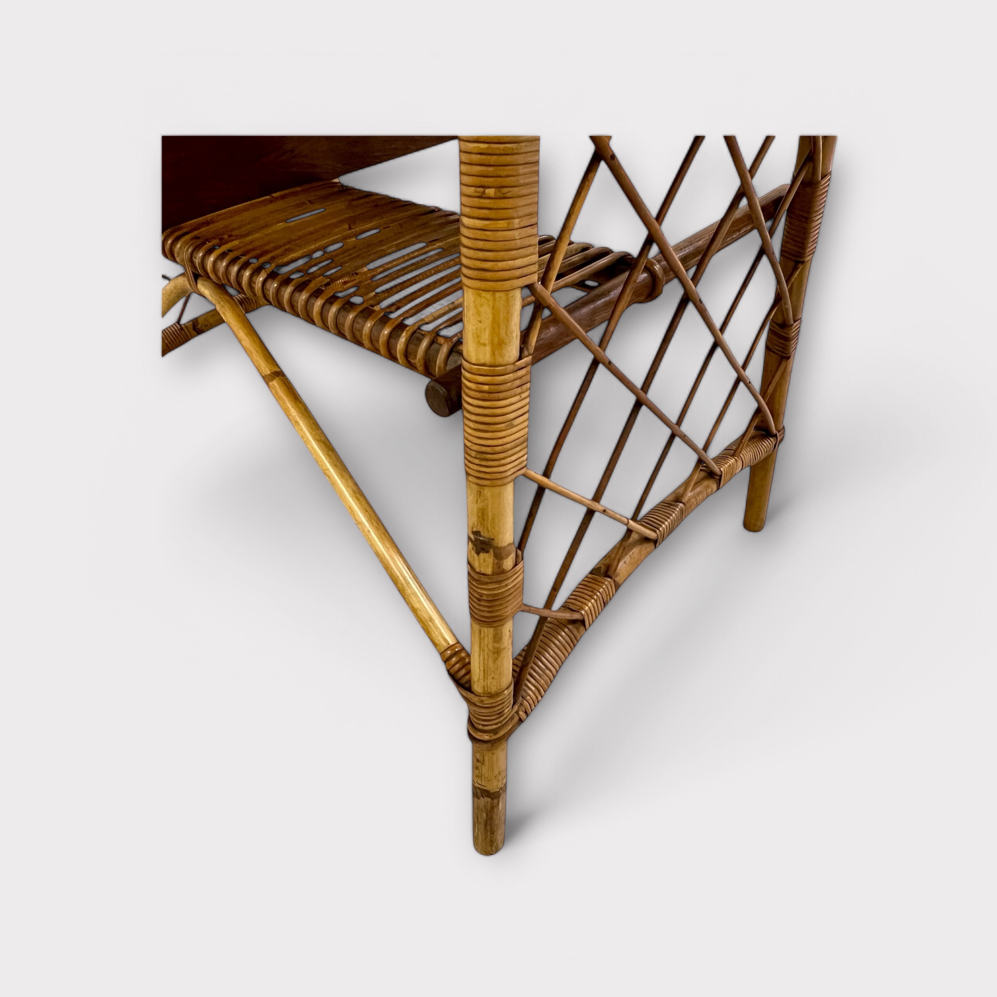 Louis Sognot French Midcentury Bamboo And Oak Topped Desk Or Dressing Table - Image 8