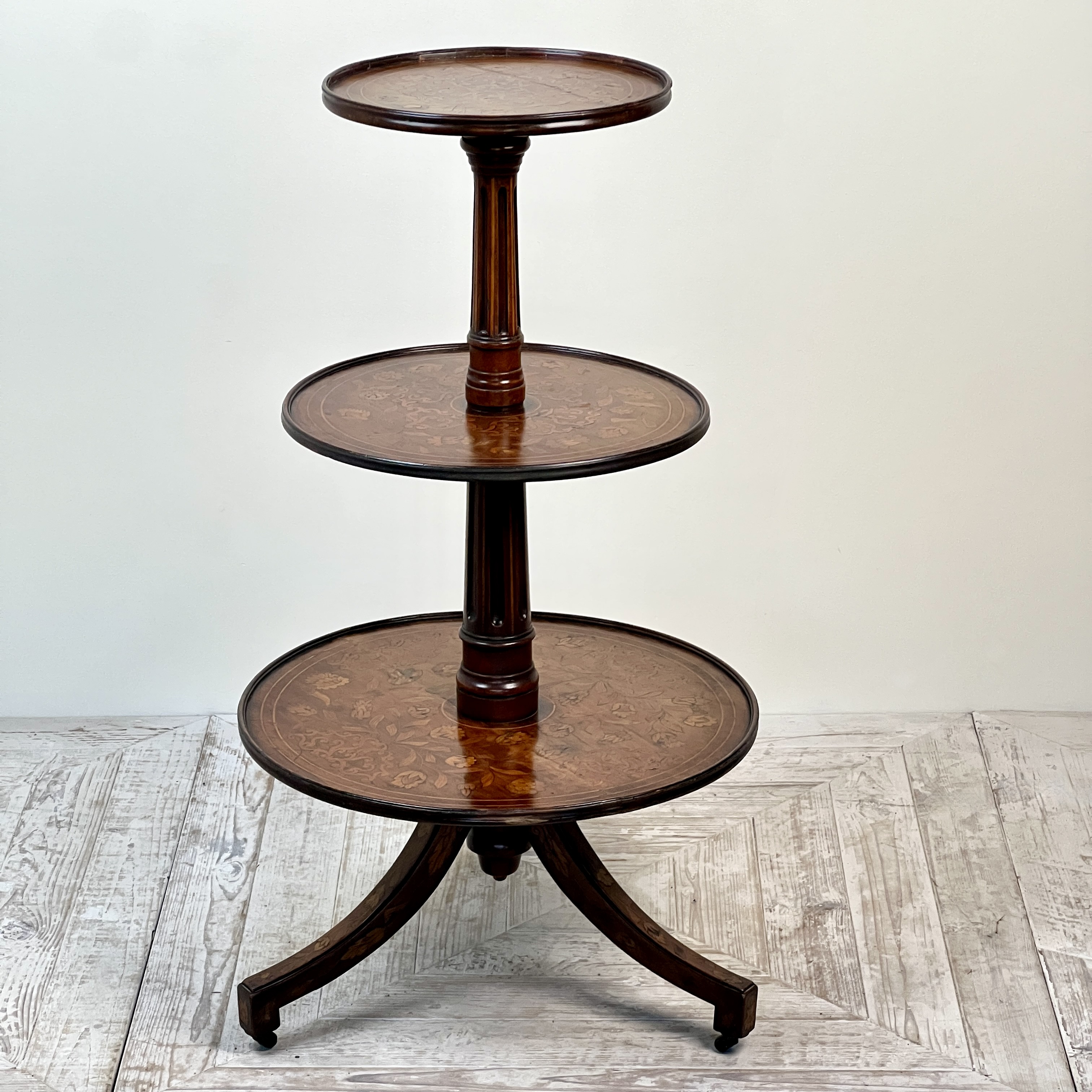 An Antique Dutch Marquetry Three Tier Dumbwaiter - Image 2