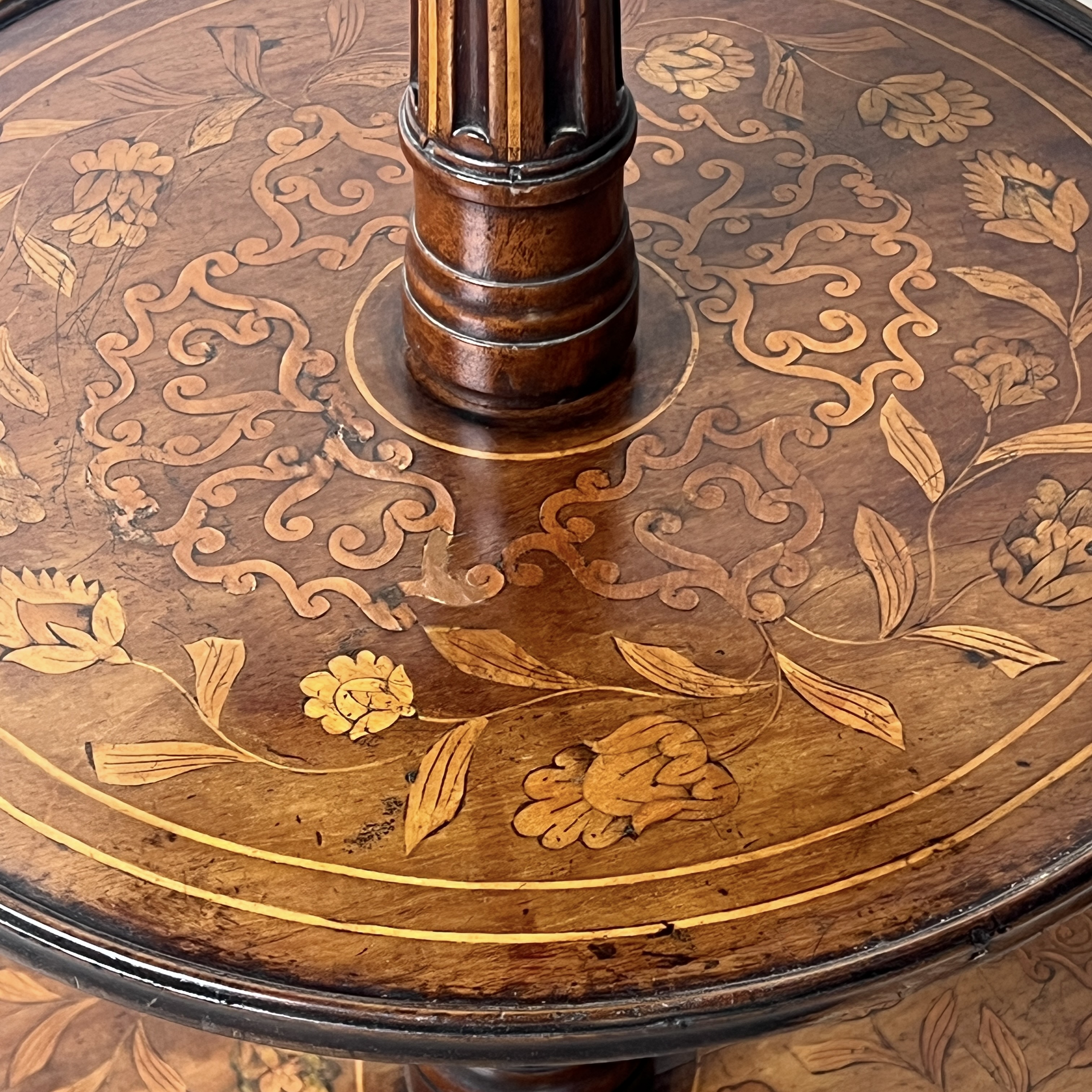 An Antique Dutch Marquetry Three Tier Dumbwaiter - Image 5