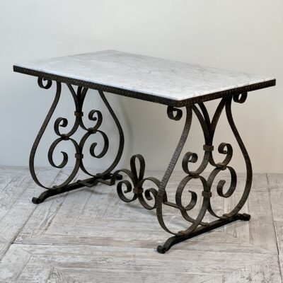 A Wrought Iron Marble Topped Coffee Or Side Table Circa 1950