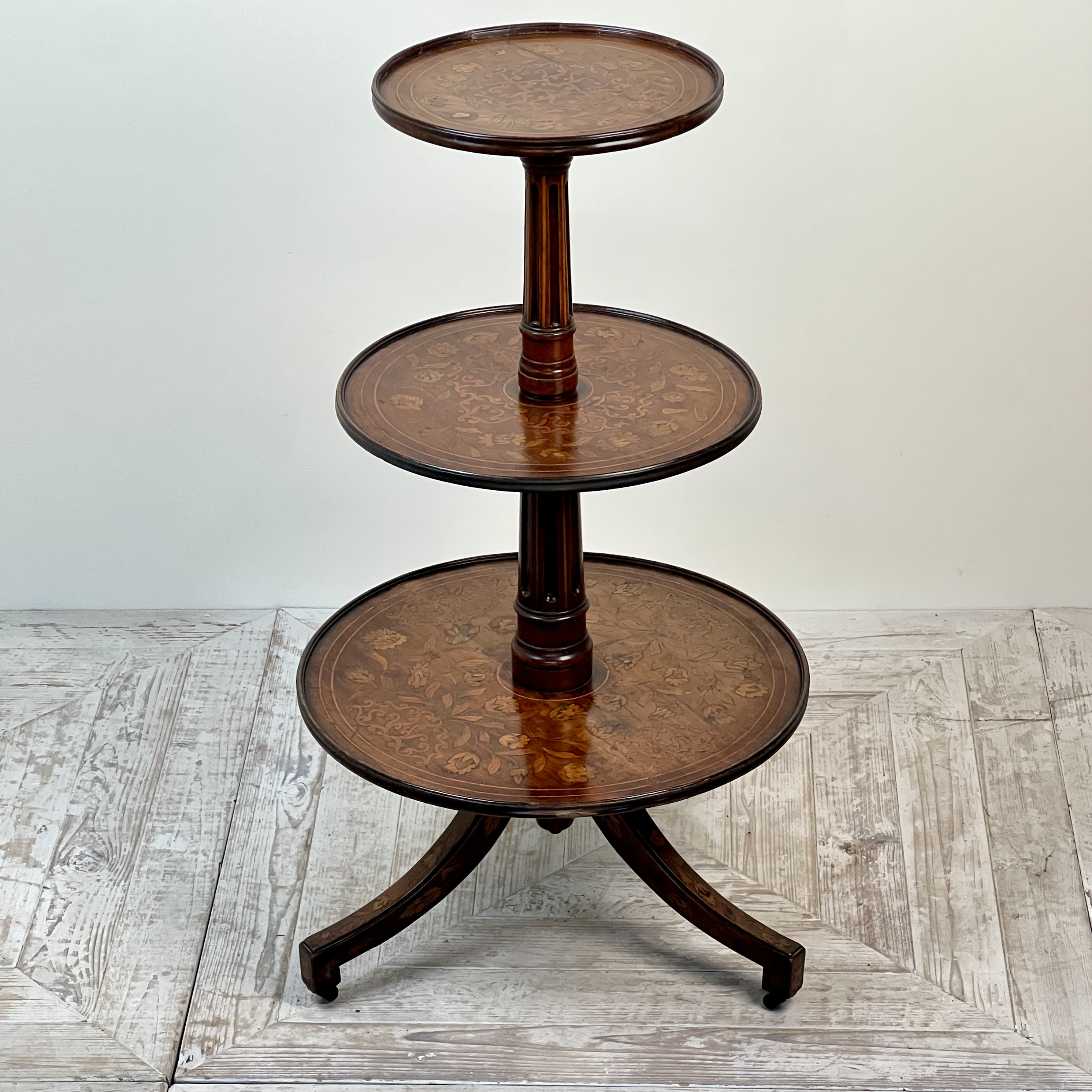 An Antique Dutch Marquetry Three Tier Dumbwaiter - Image 3