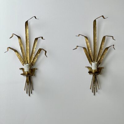 A Pair Of Midcentury Gilt Toleware Wall Lights